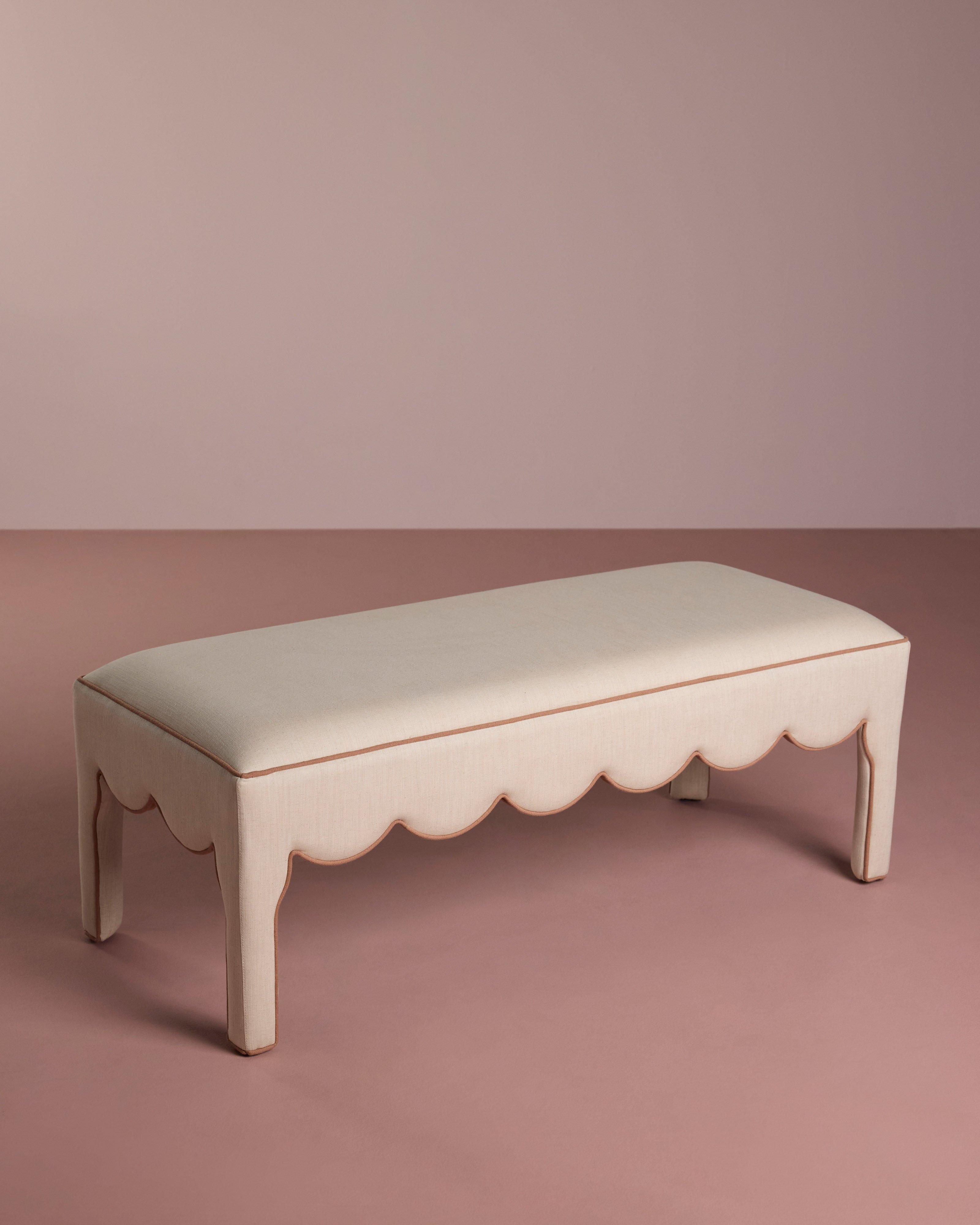 Cassie Scalloped Bench -  Pink