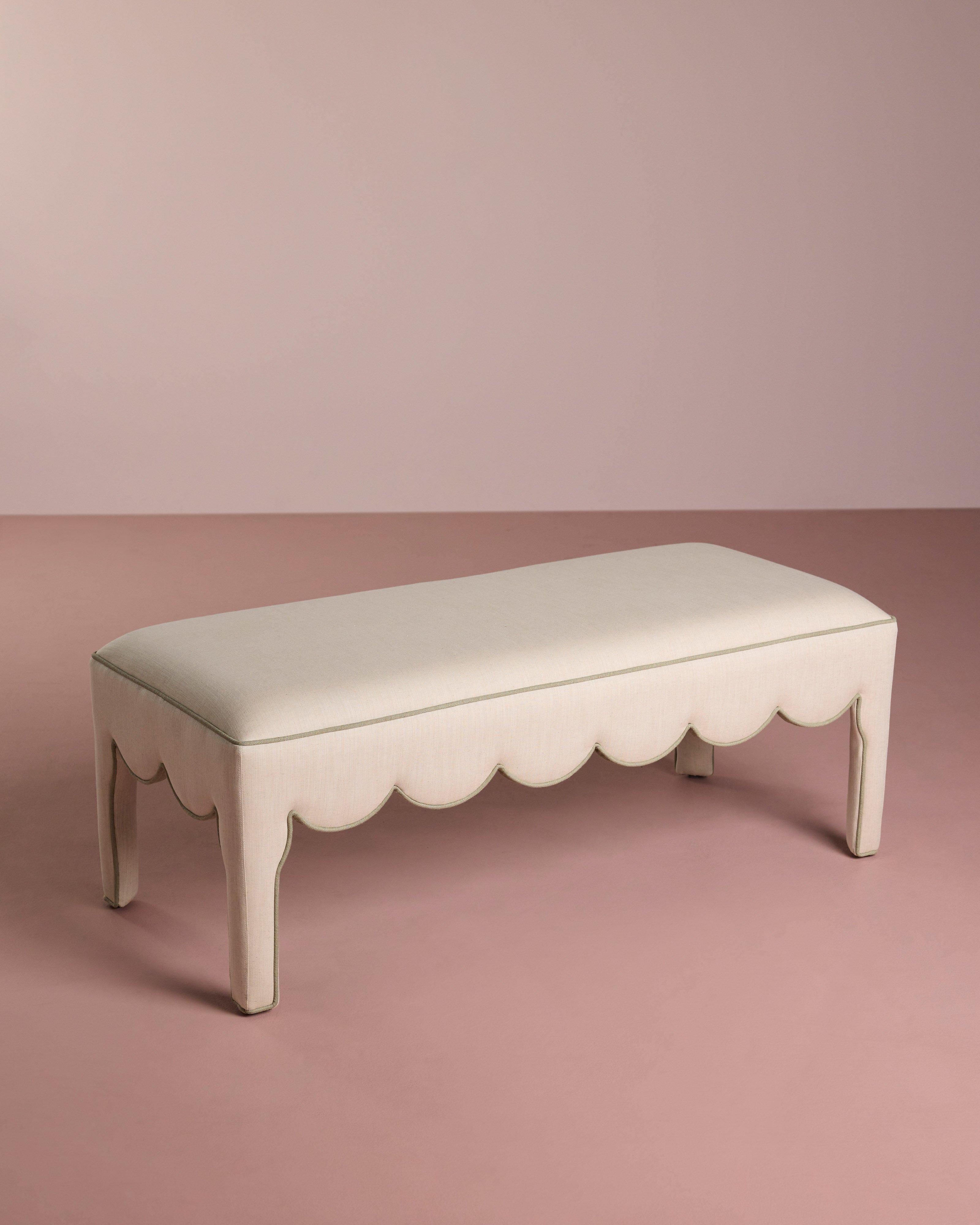 Cassie Scalloped Bench -  Green