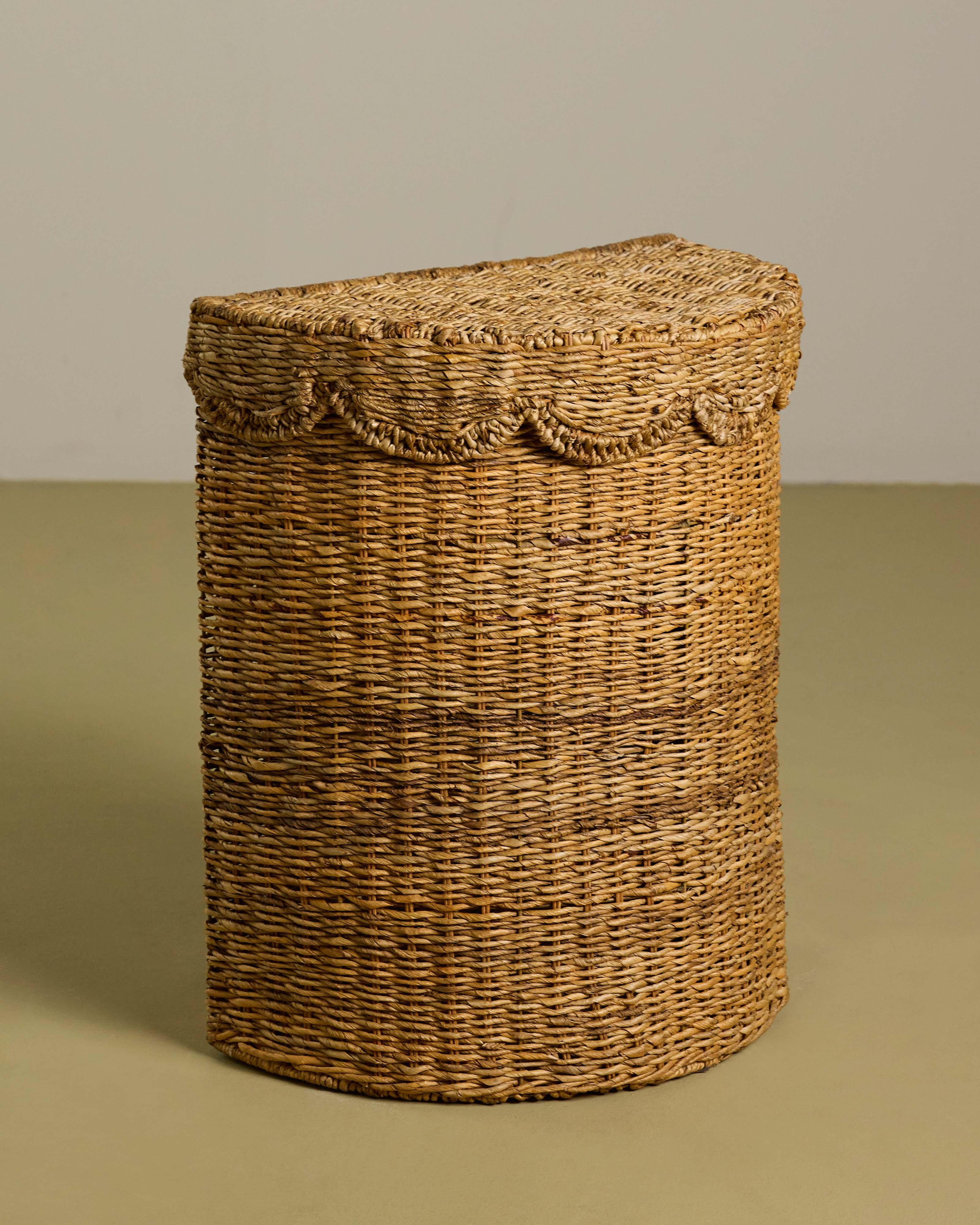 Shelley Woven Rattan Half Round Basket -  Brown