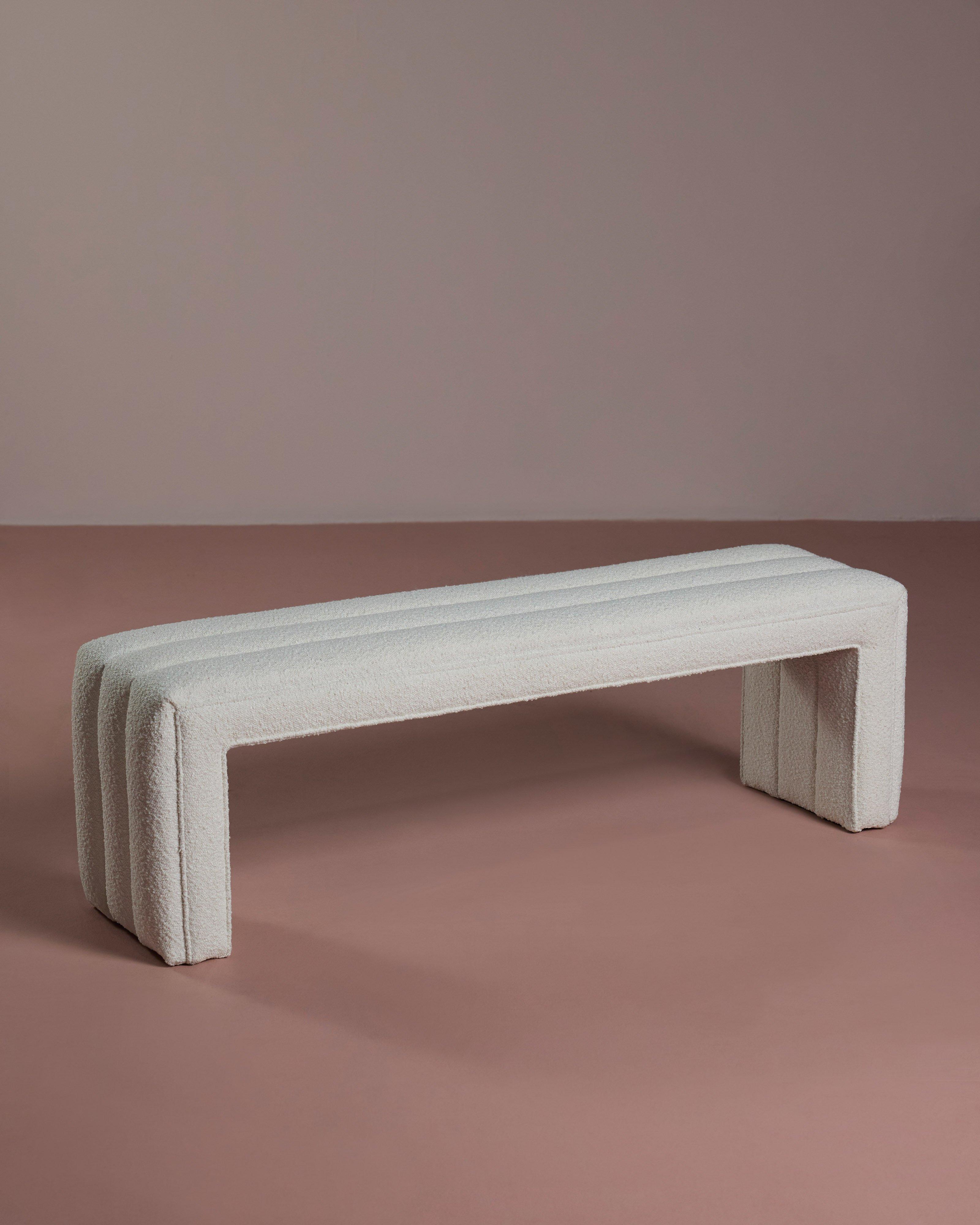 Drake Flutted Ottoman -  Stone
