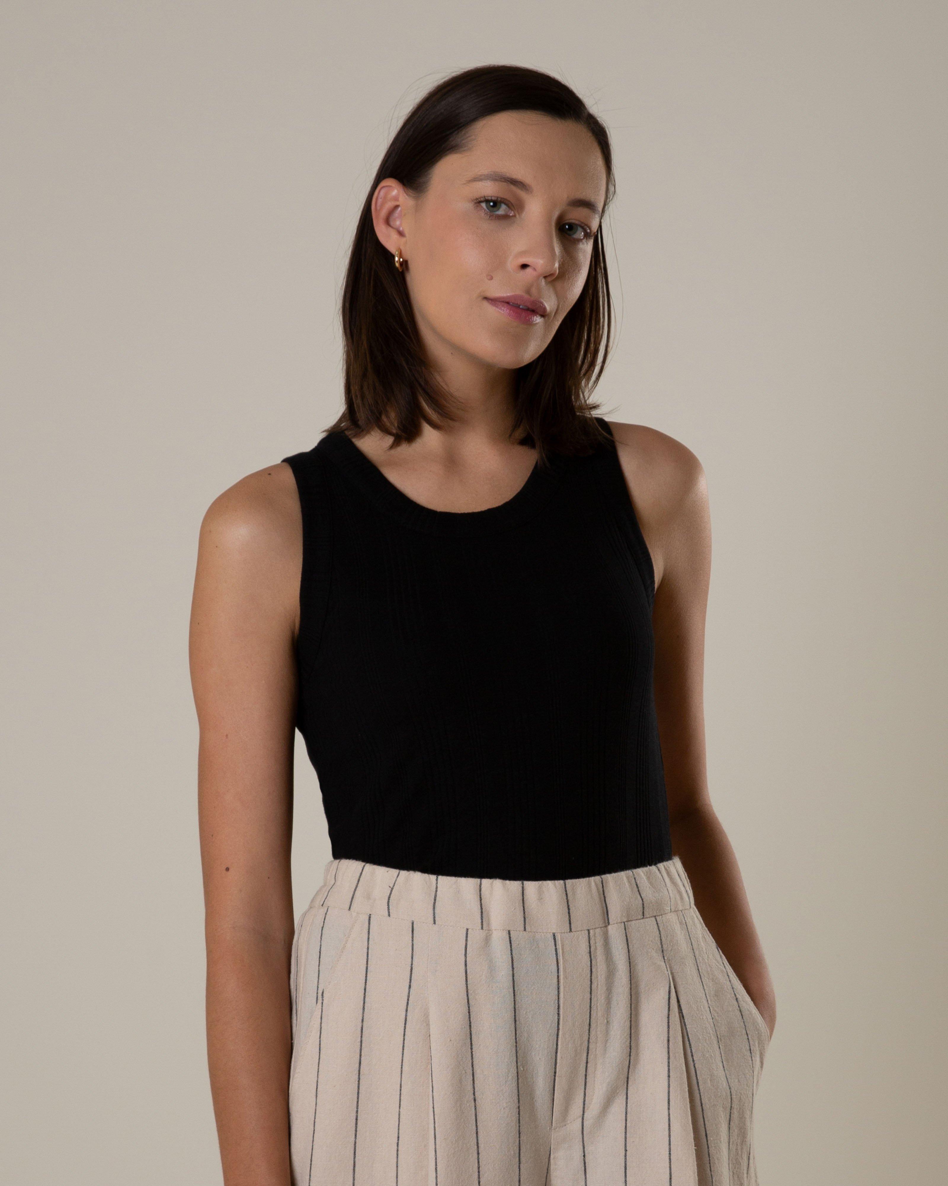 Rare Earth Women's Blossom Rib Tank Top -  Black