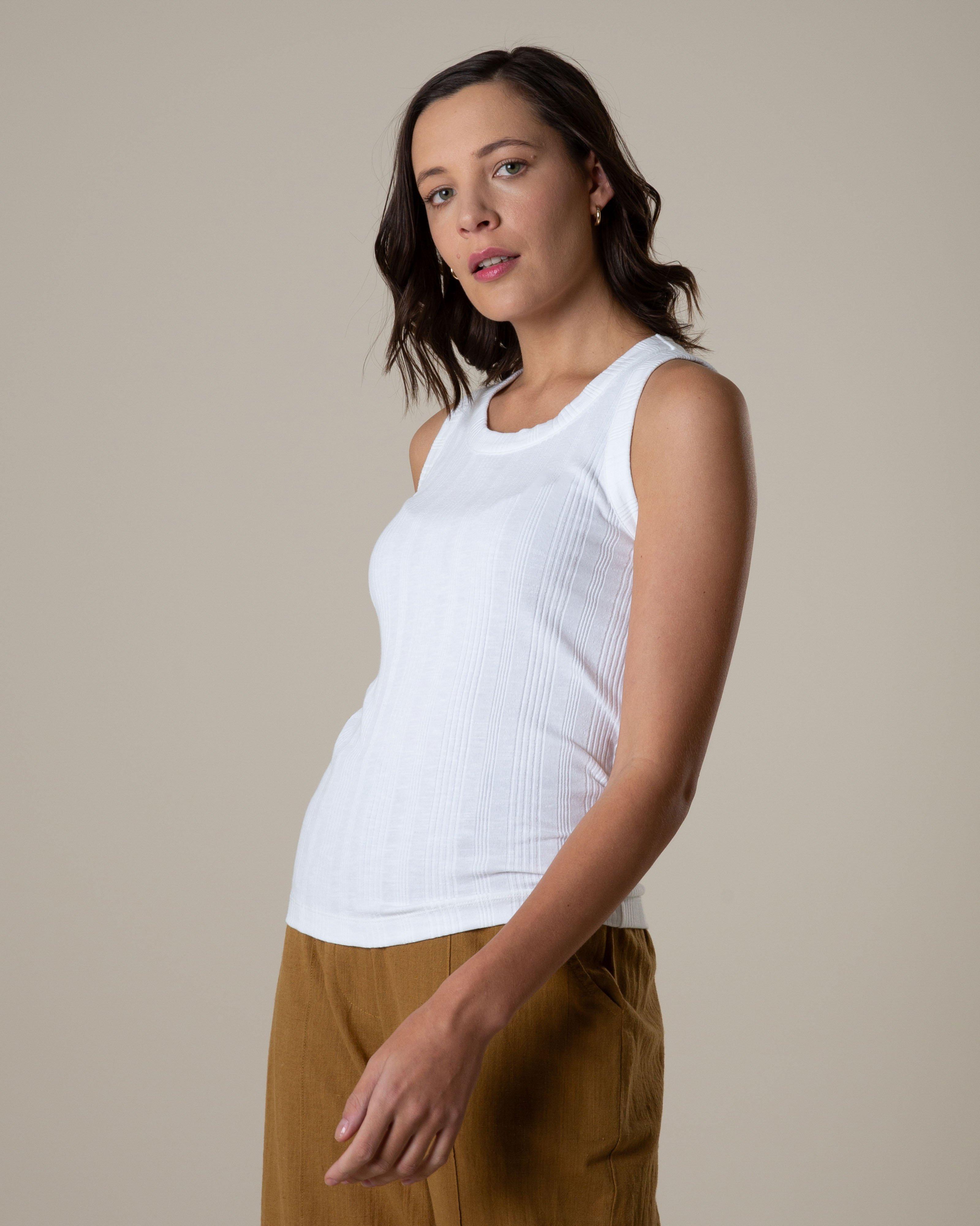 Rare Earth Women's Blossom Rib Tank Top -  White