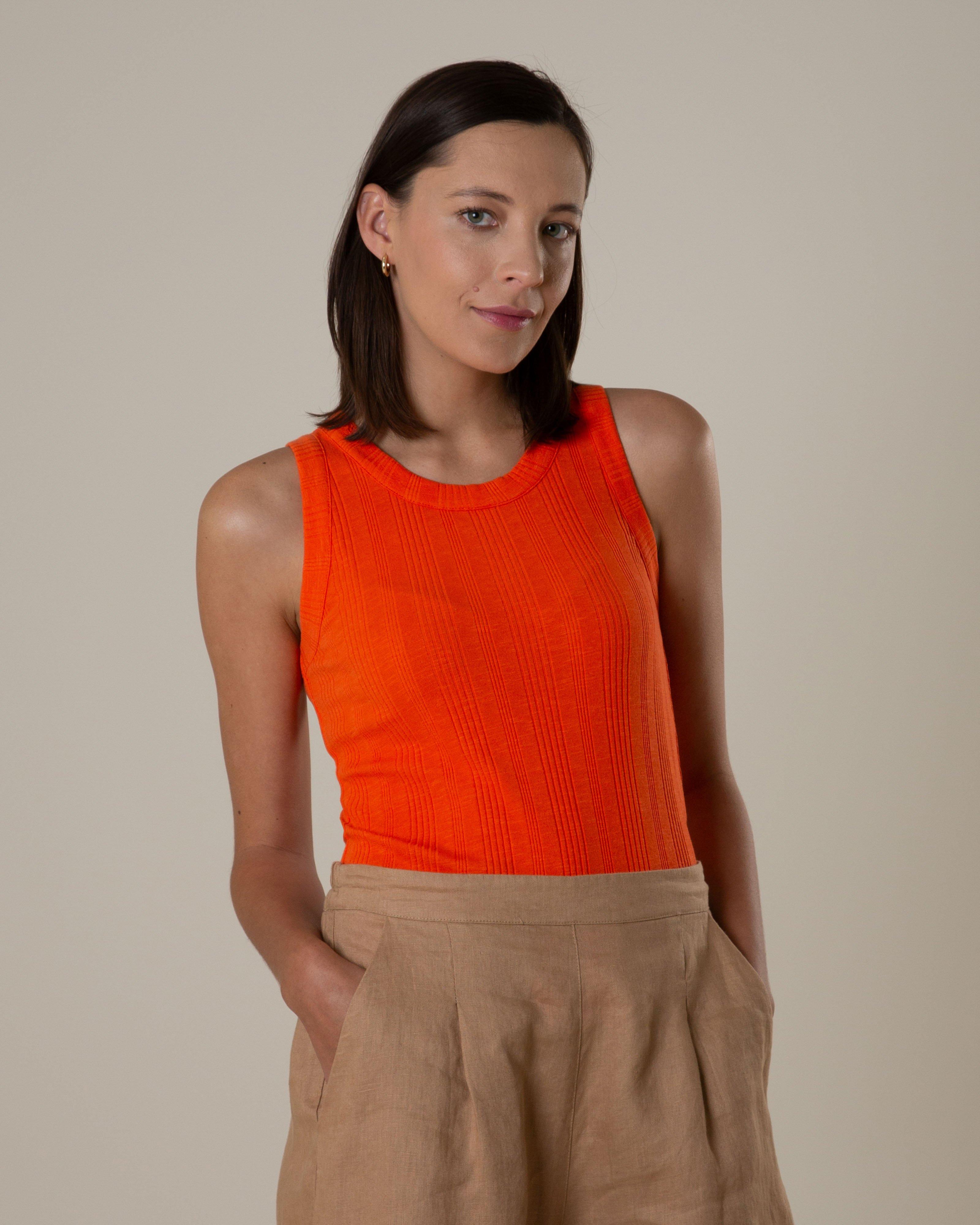 Rare Earth Women's Blossom Rib Tank Top -  Orange