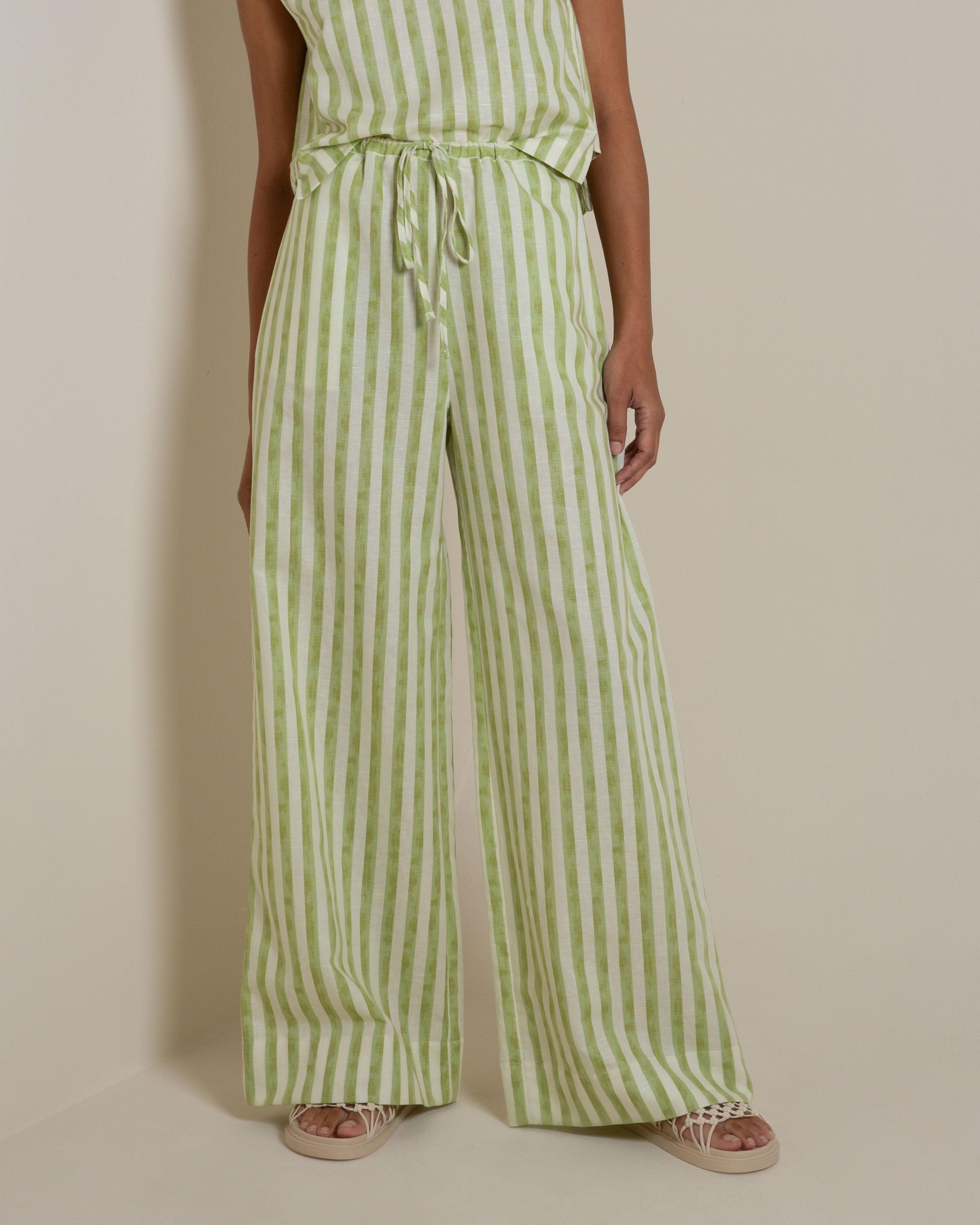 Elowen Striped Pant -  Green