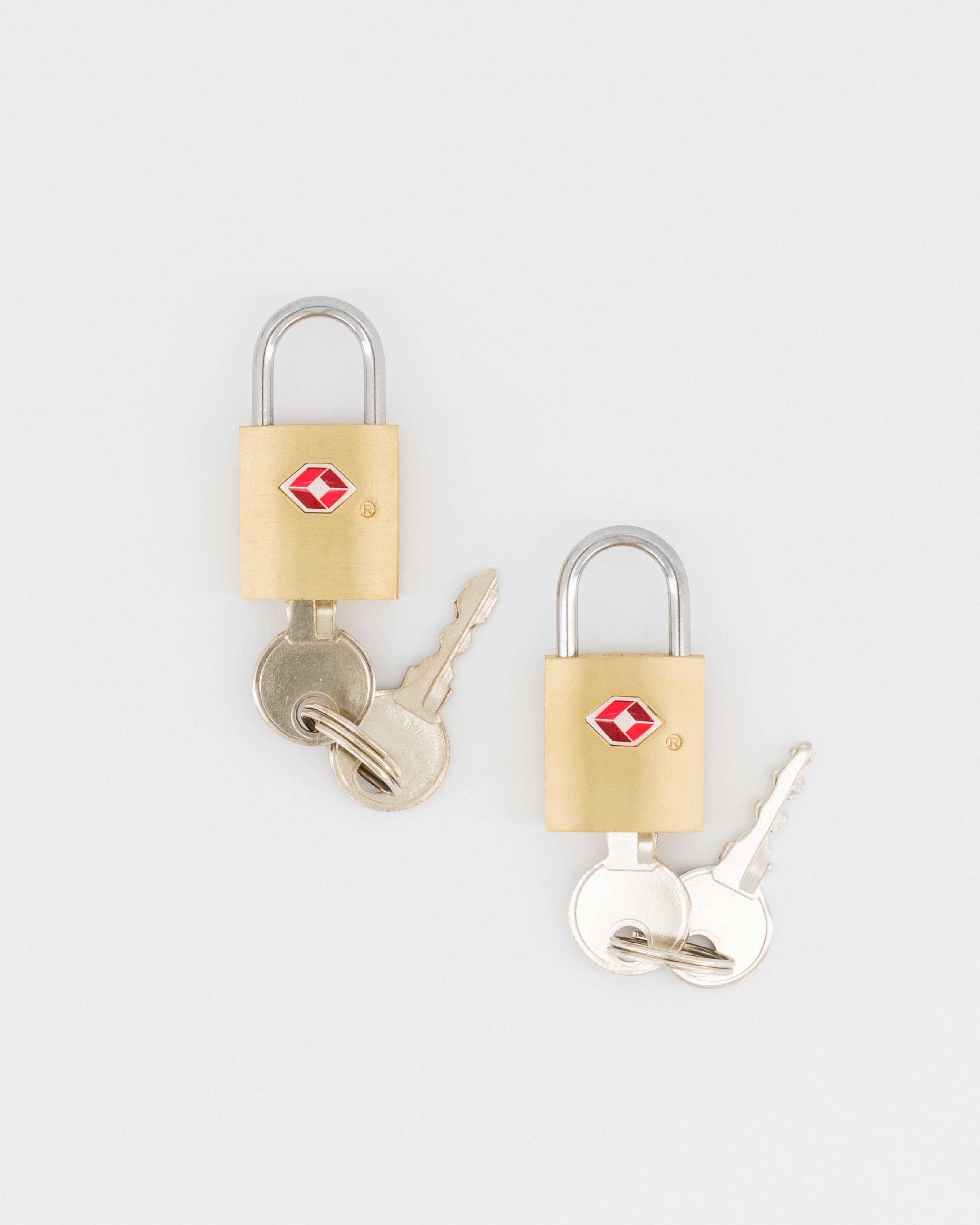 Cape Union TSA Brass Padlock Twin Pack -  Gold