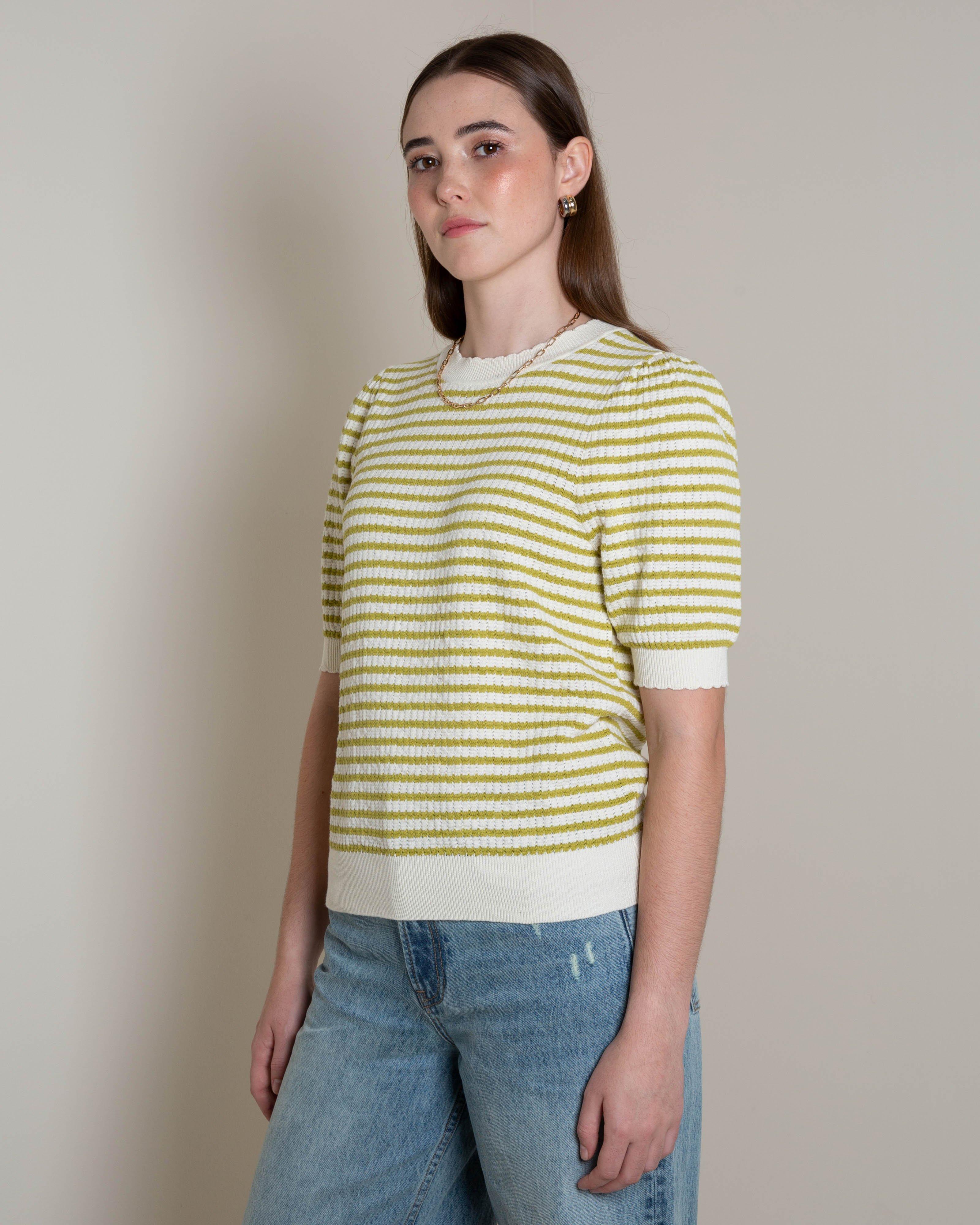 Pippa Scalloped Knit Top -  Green