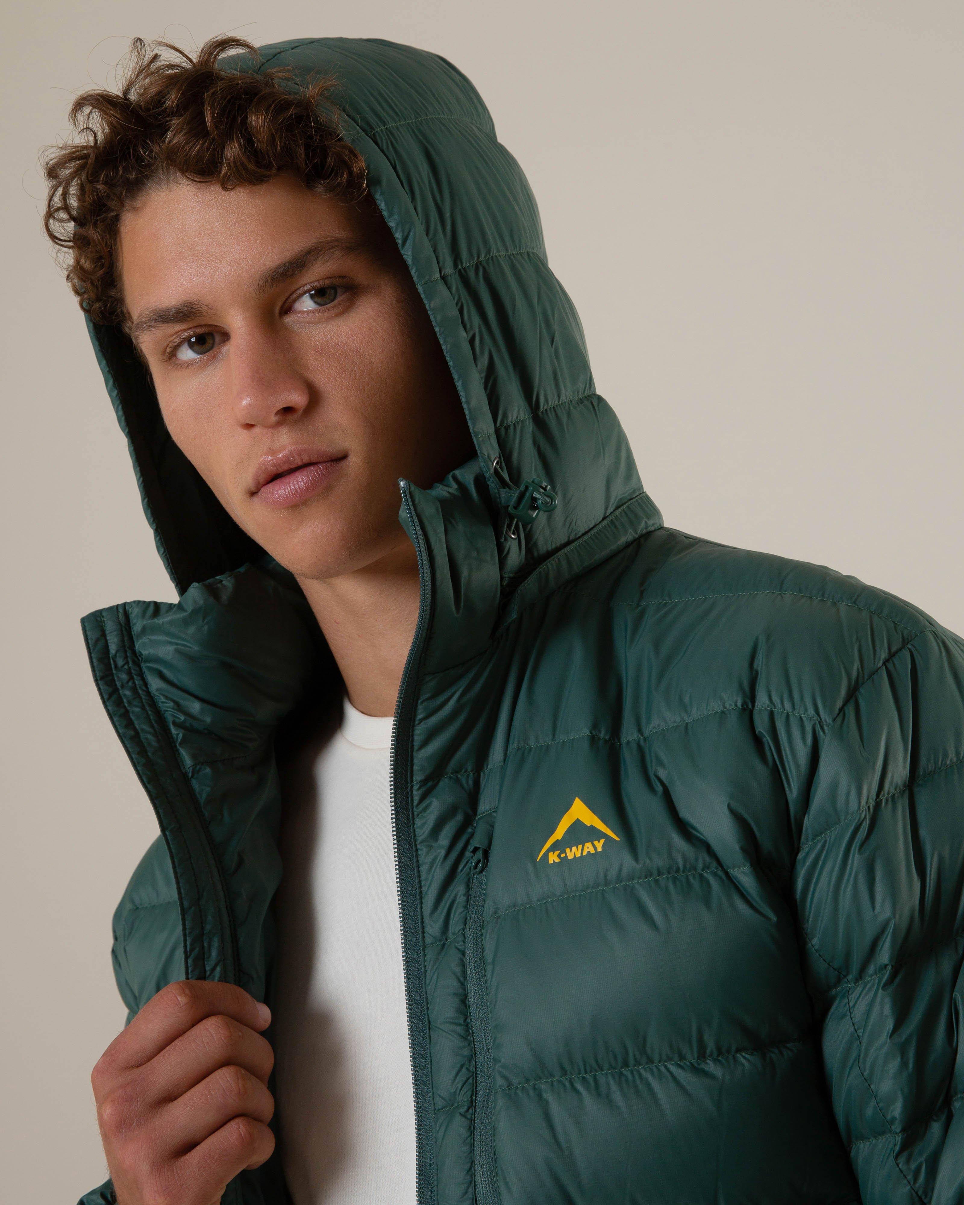 K-Way Men's Logan Down Hooded Jacket -  Green