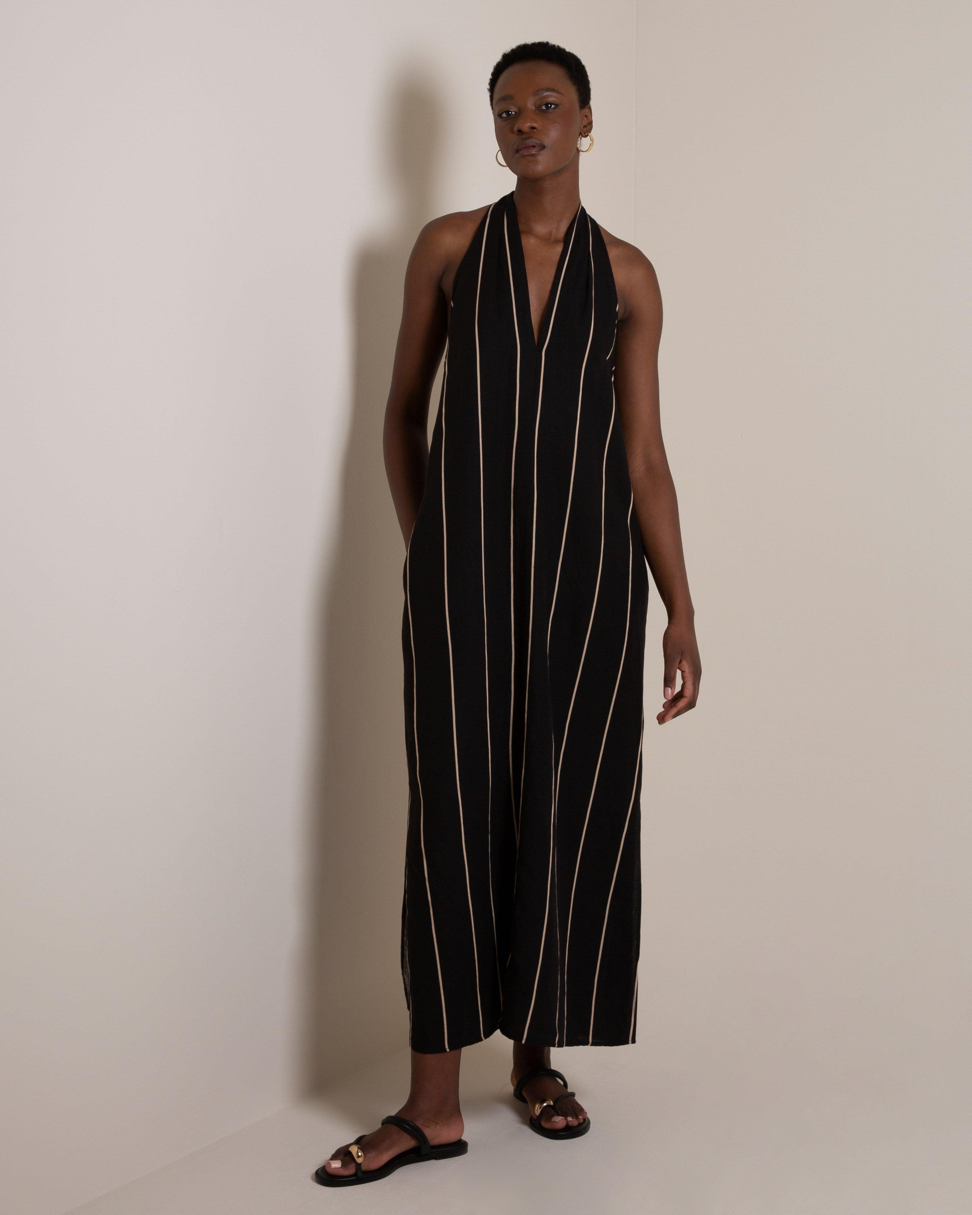 Mironi Stripe Dress -  Black