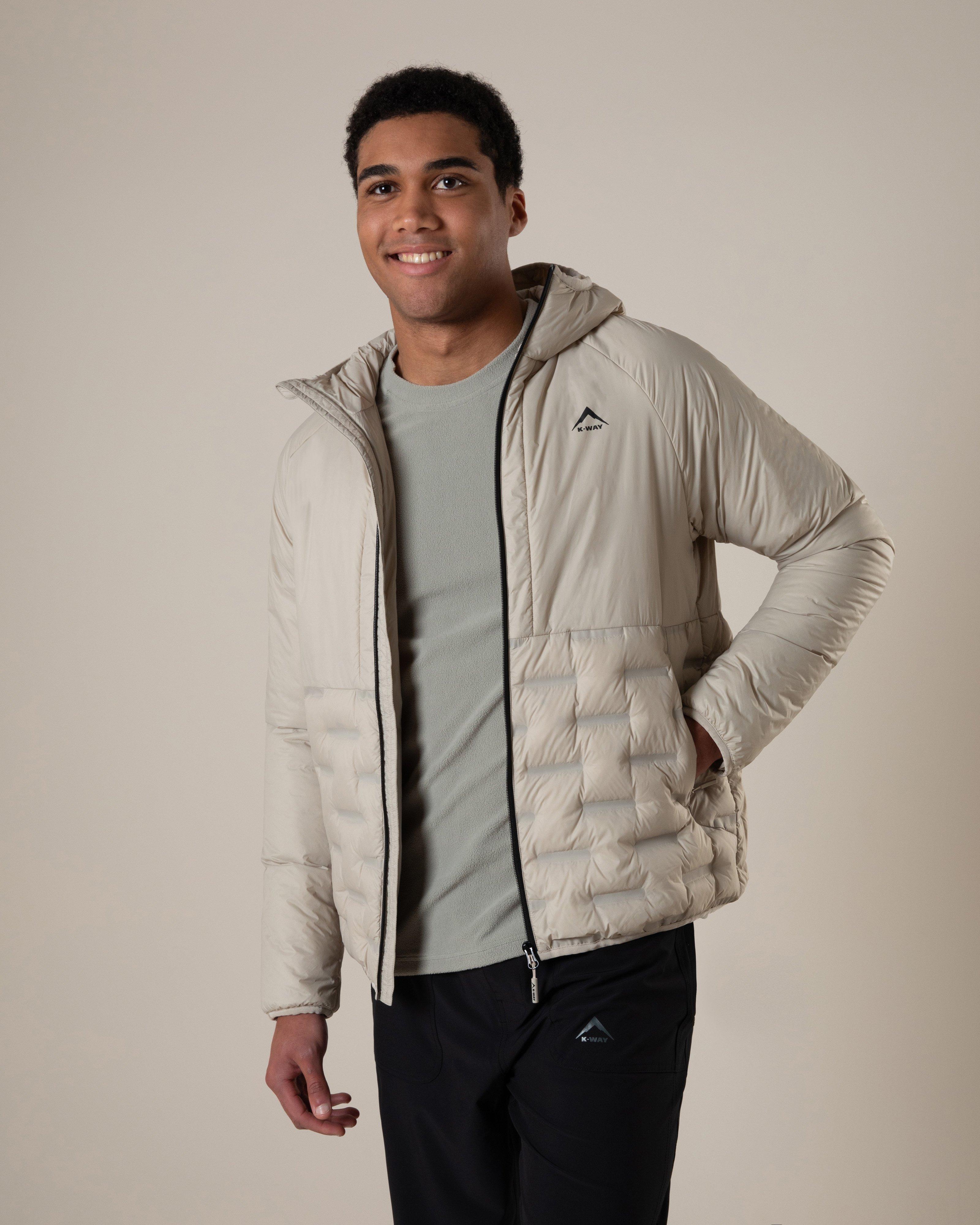 K-Way Men's AeroWeld Hooded Jacket  -  Stone