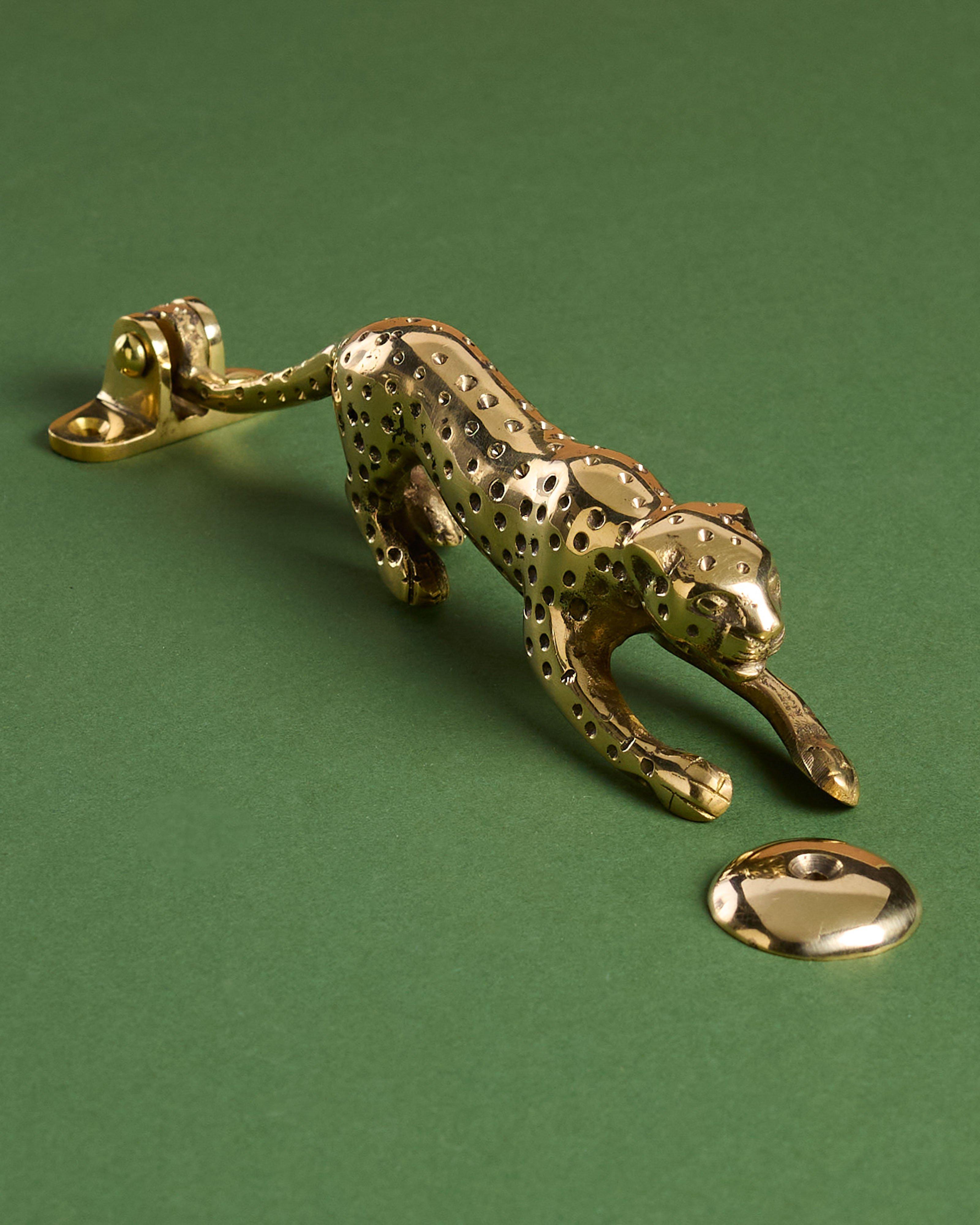 Solid Brass Leopard Door Knocker -  Gold