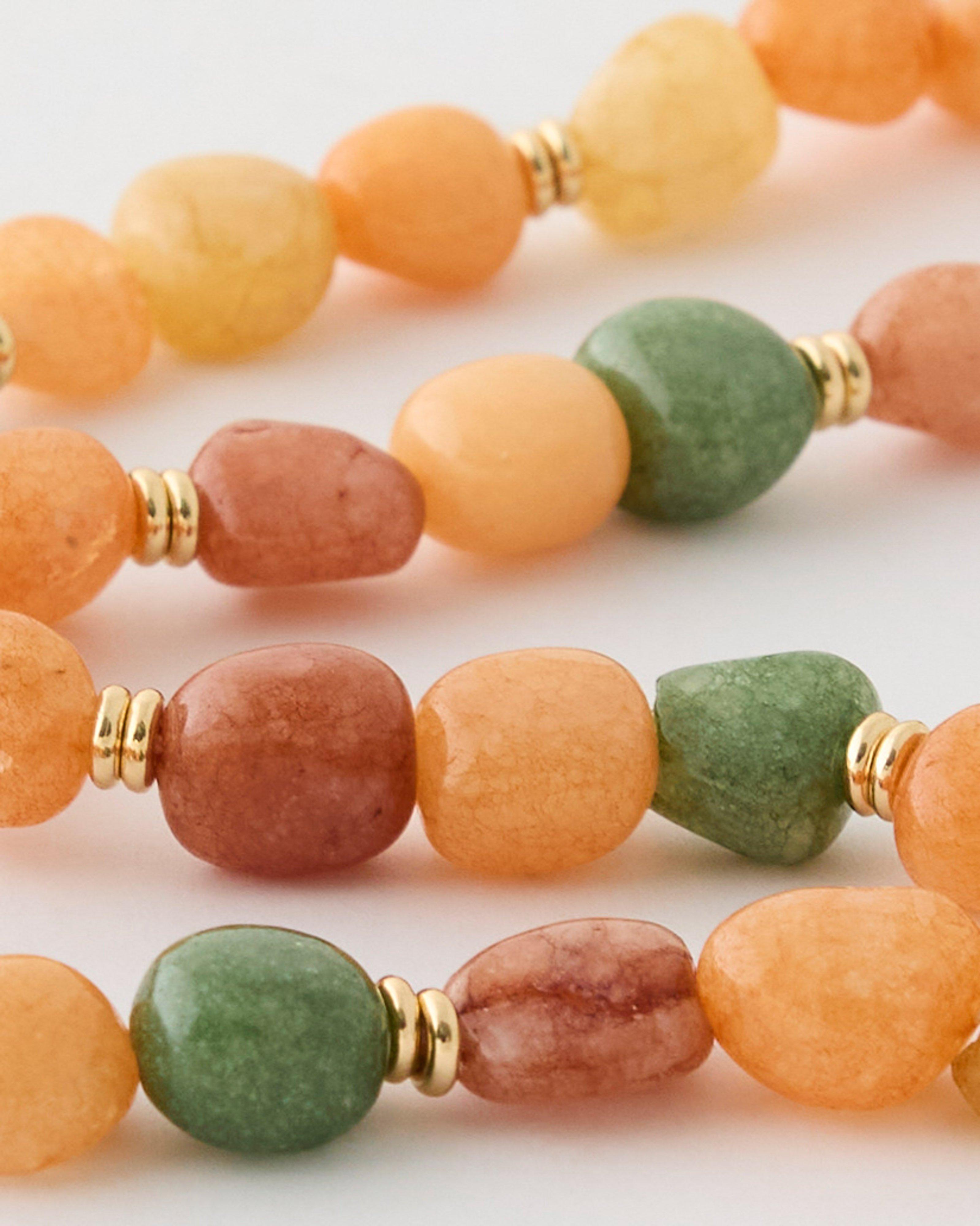  Natural Stone & Beaded Necklace -  Green