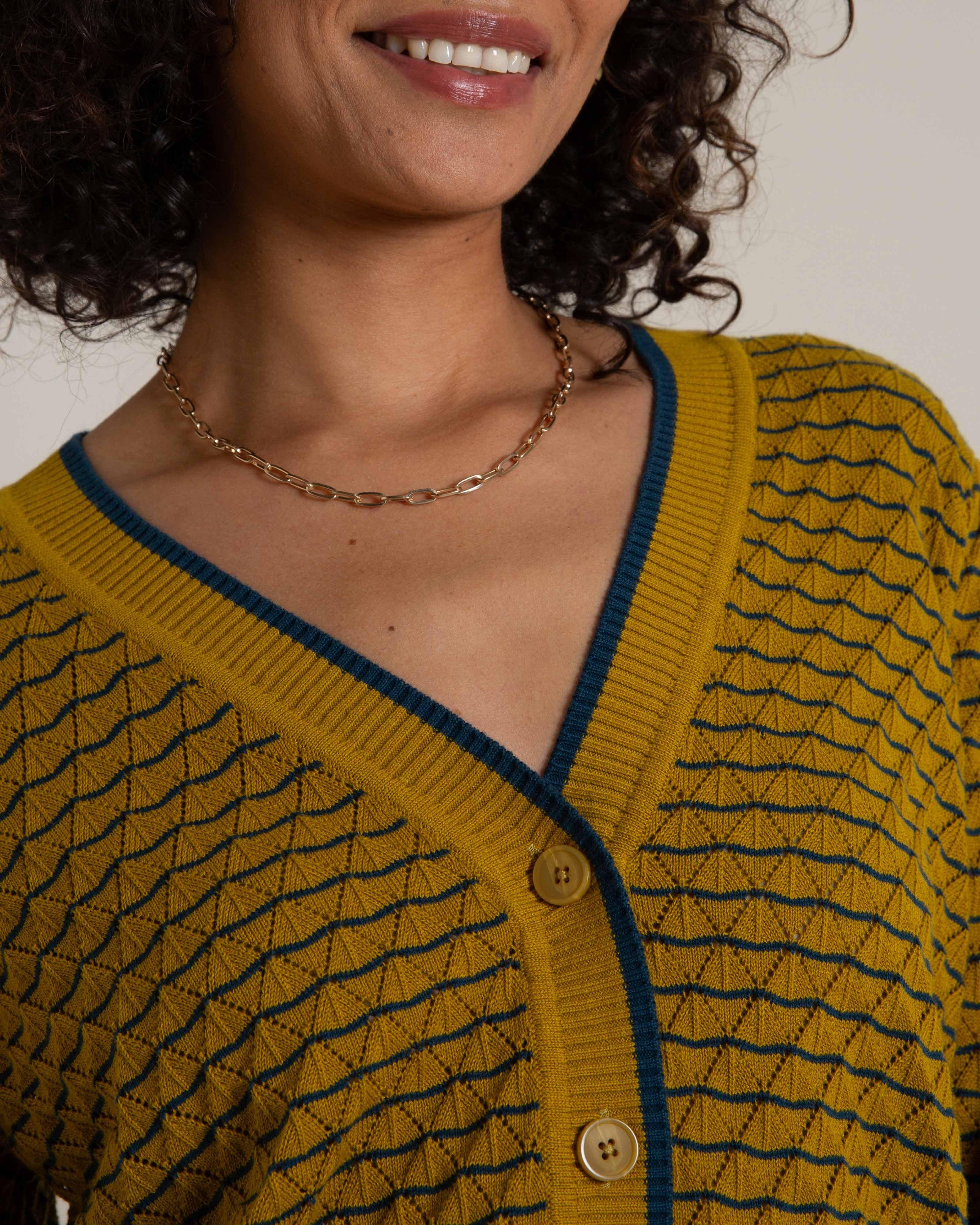 Lina Textured Button Through Knit -  Green