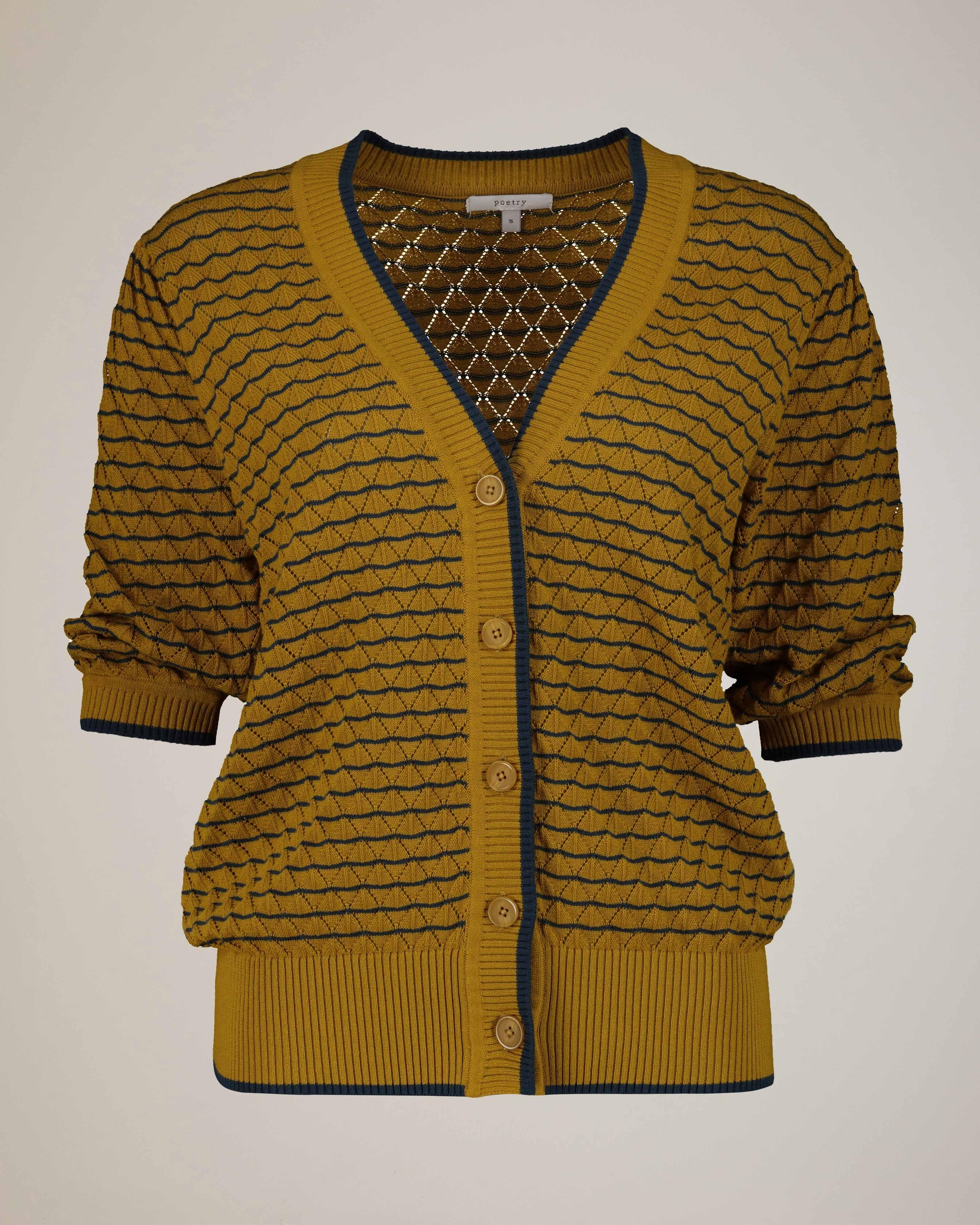 Lina Textured Button Through Knit -  Green