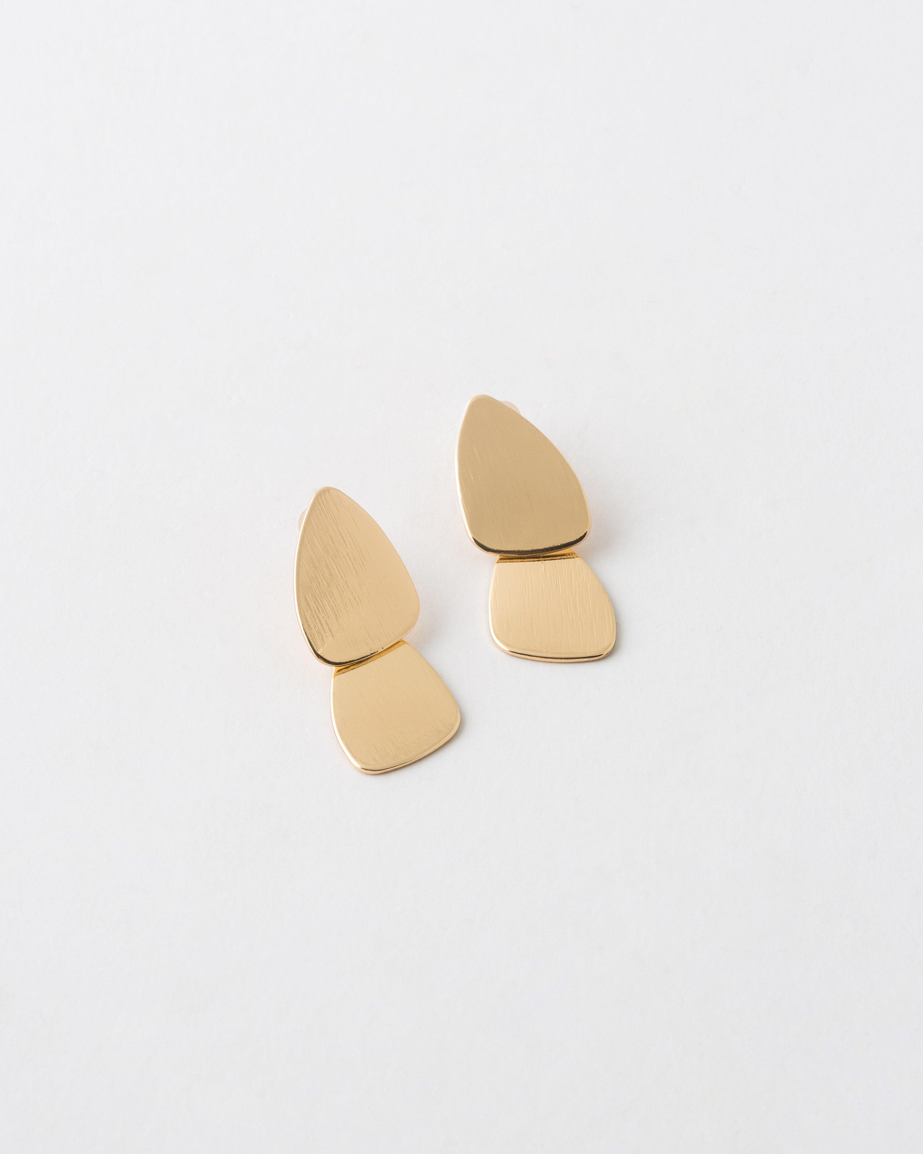  Organic Drop Textured Earrings -  Gold