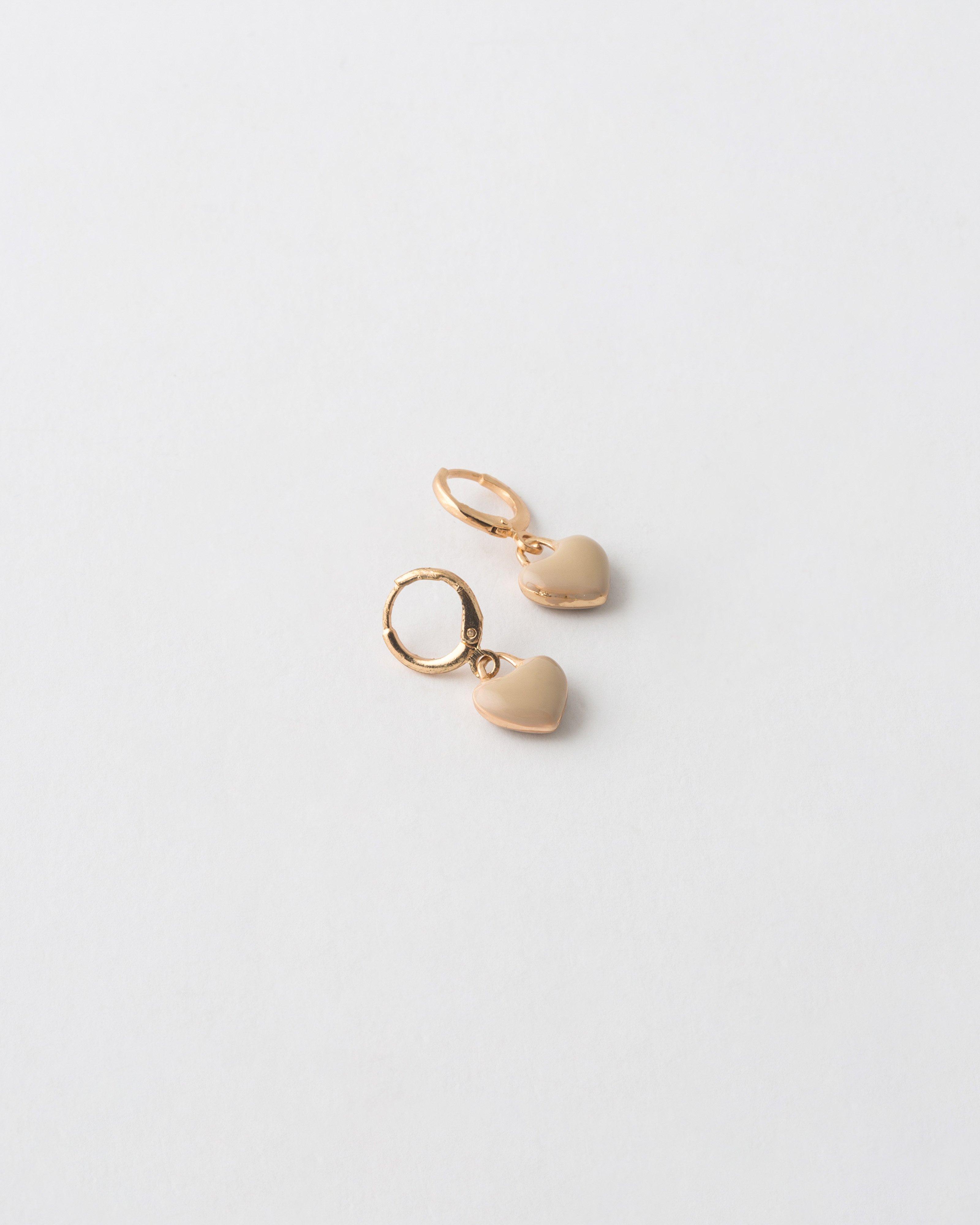 Resin Heart Huggie Earrings -  Nude