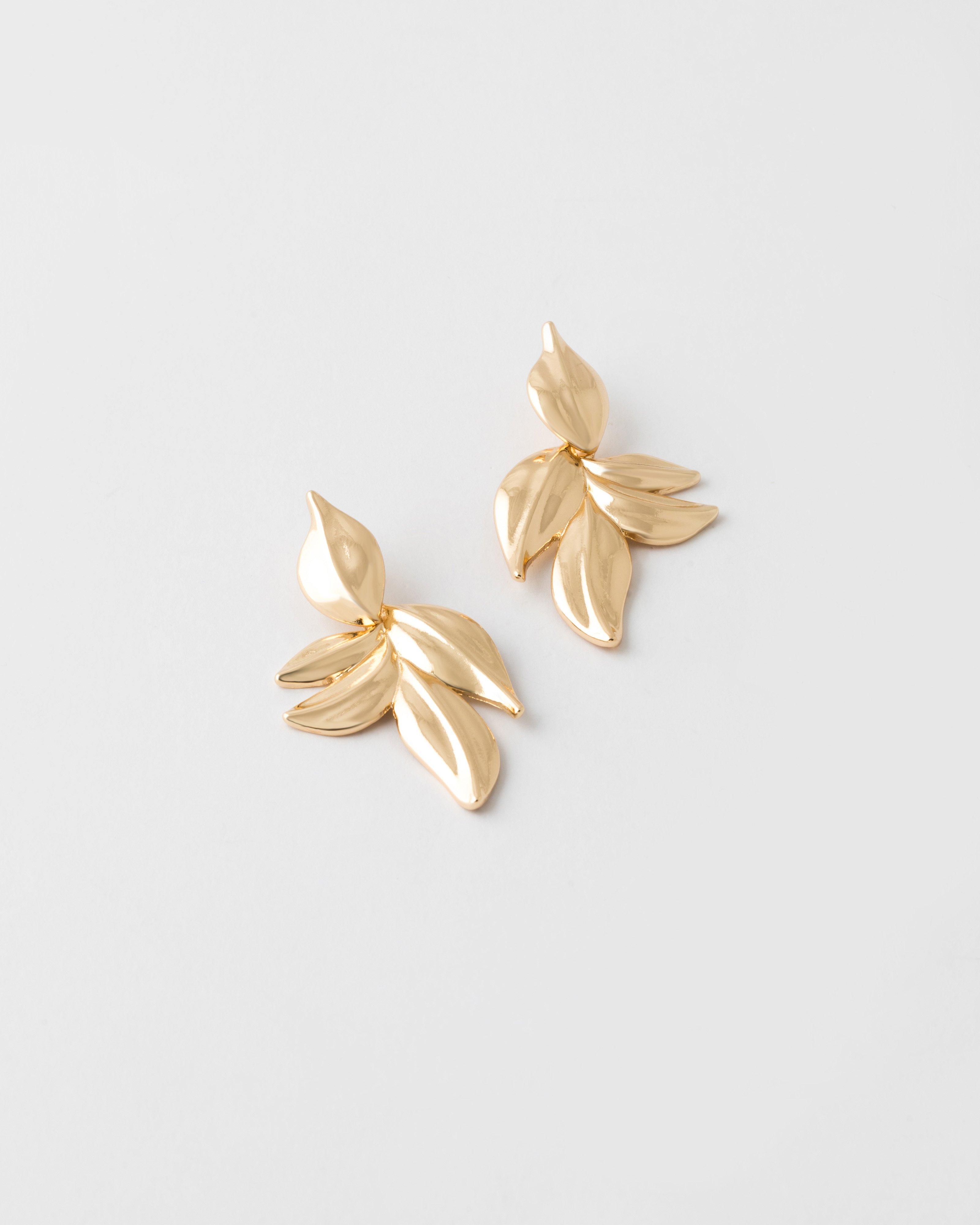Statement Petal Stud Earrings -  Gold