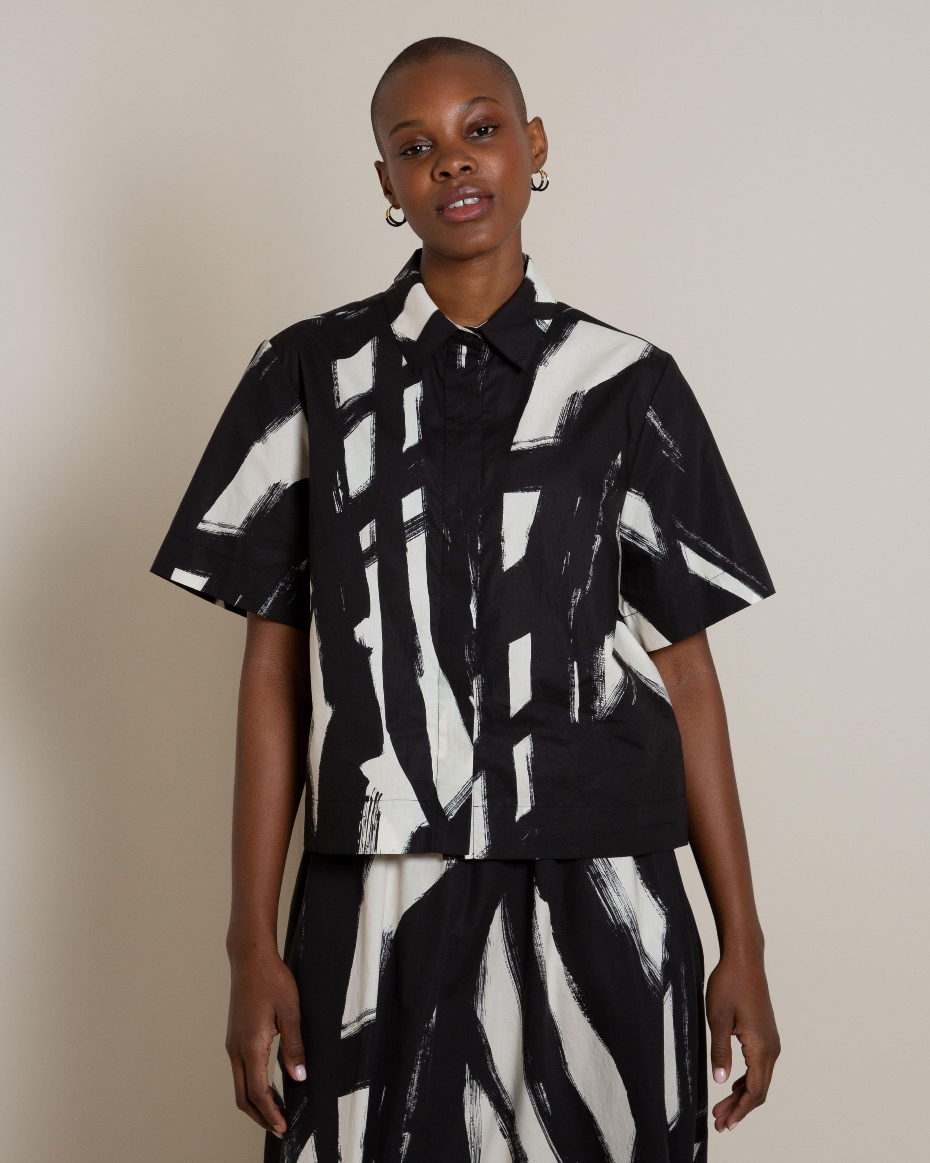 Wade Printed Woven Shirt -  Black