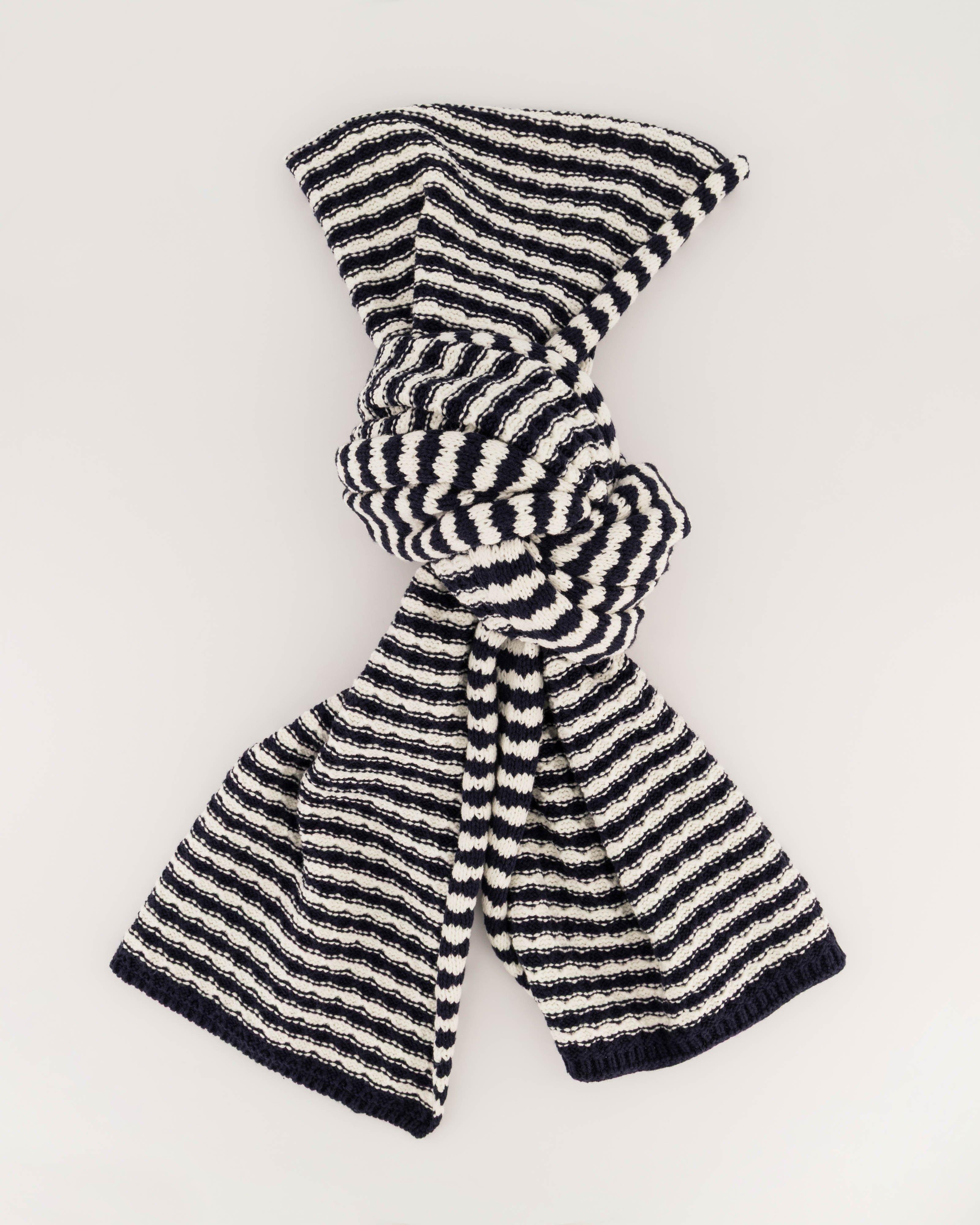Rue Stripe Knit Scarf -  Navy