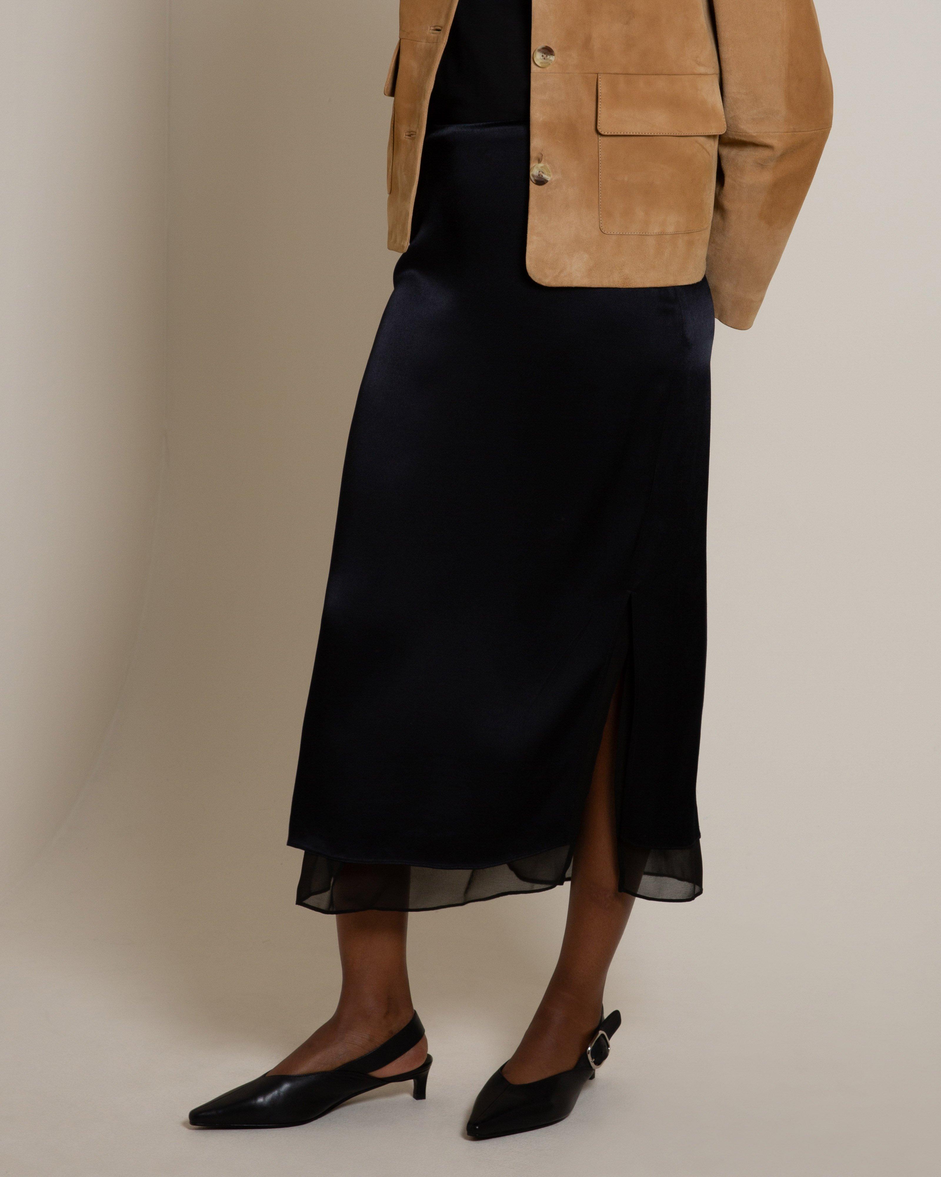 Rylie Sheer Inset Skirt -  Black