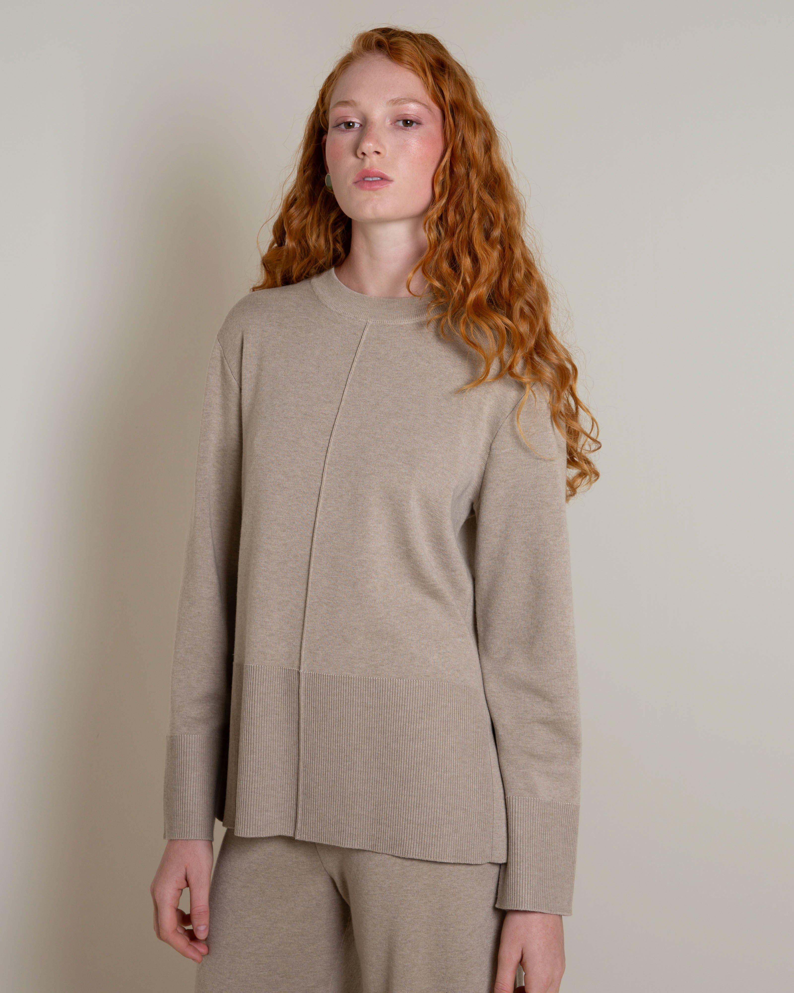 Tasmine Knit Lounge Top -  Oatmeal