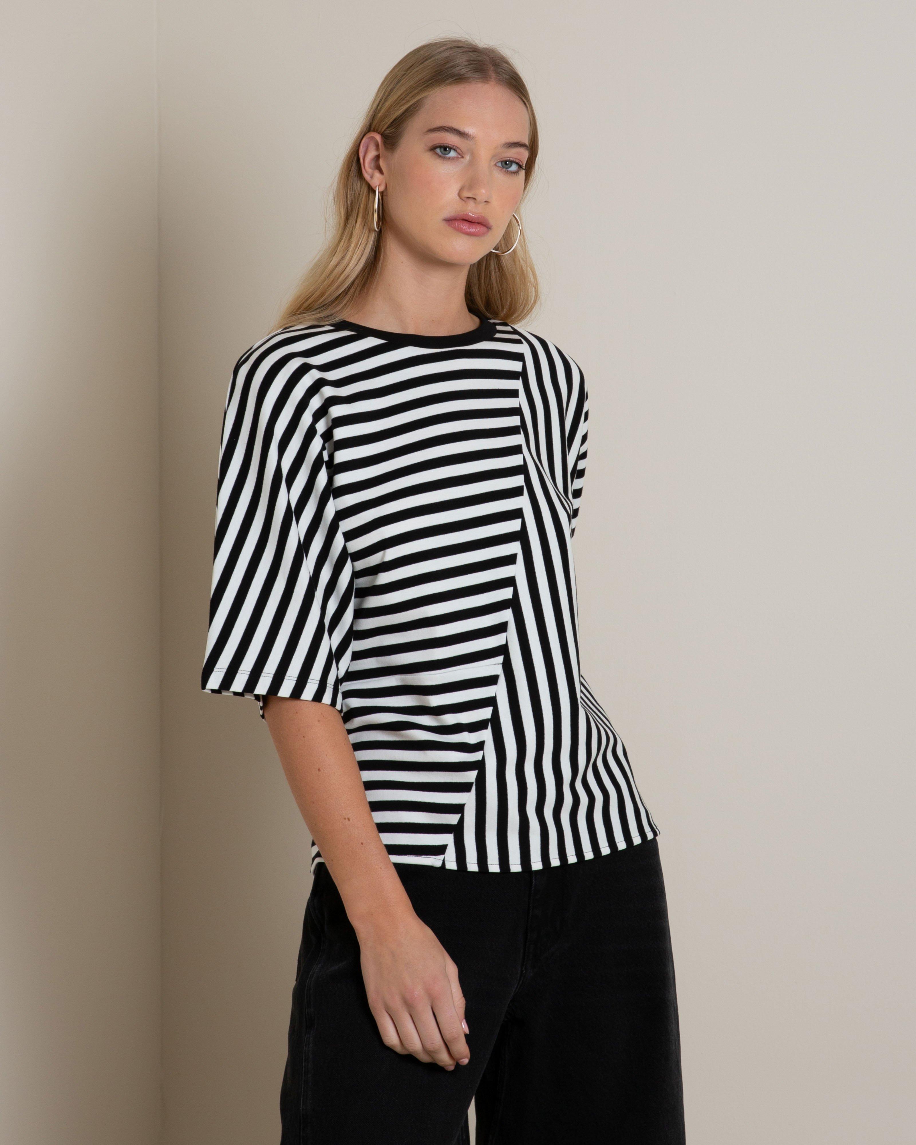 Rio Striped Tee -  Black