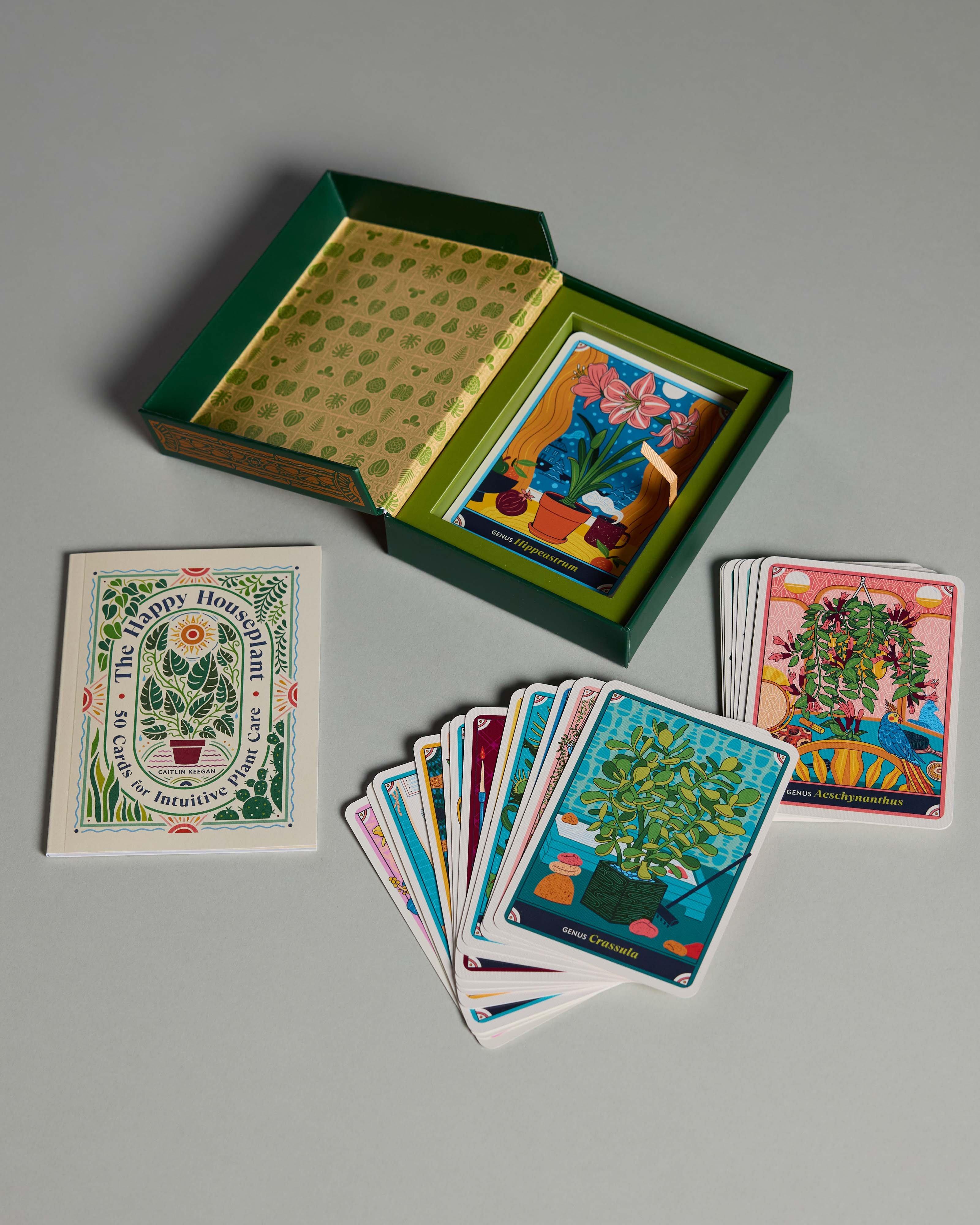 The Happy Houseplant Deck: Includes 50 Cards for Intuitive Plant Care  -  Green