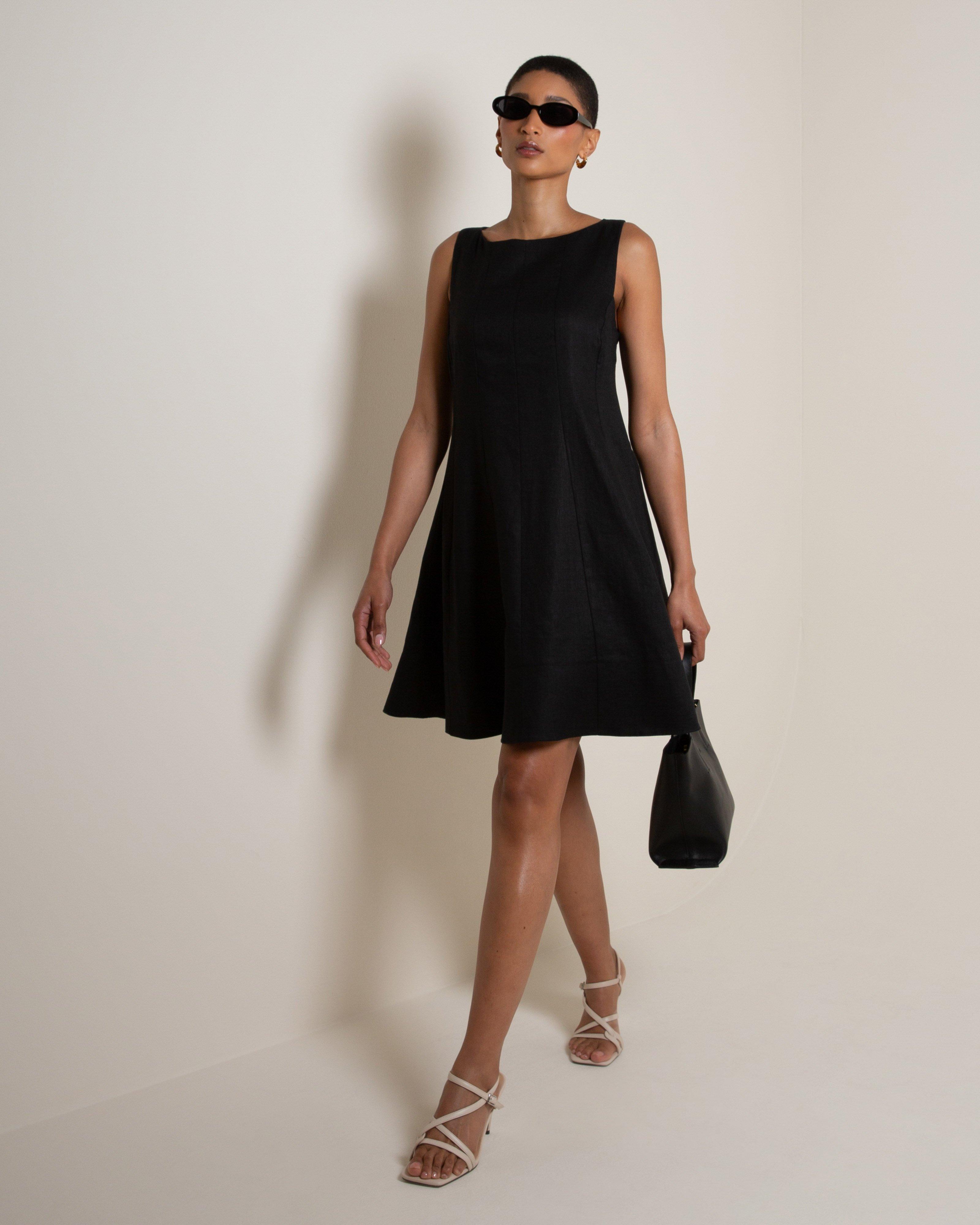 Emeline Linen Dress -  Black