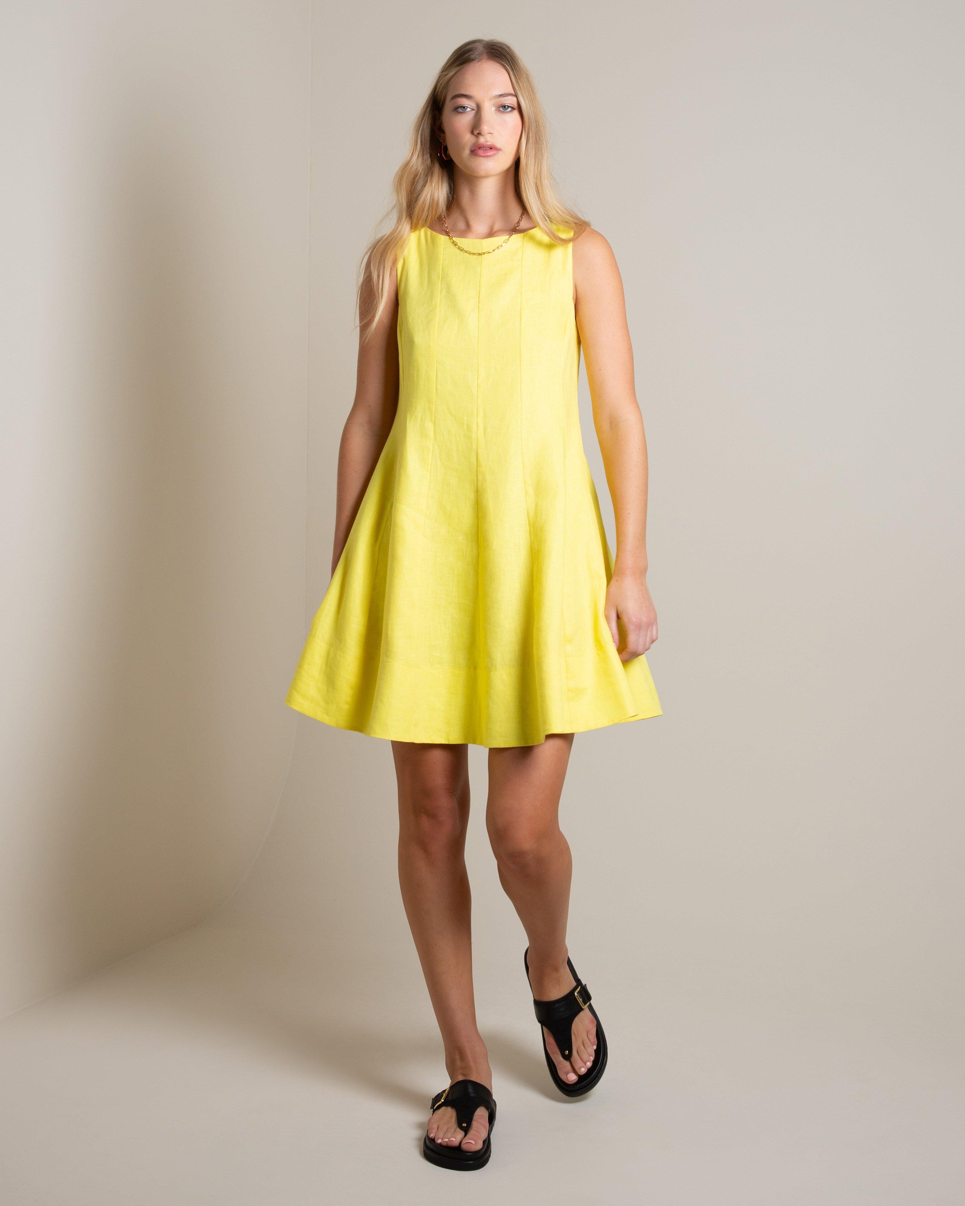 Emeline Linen Dress -  Yellow