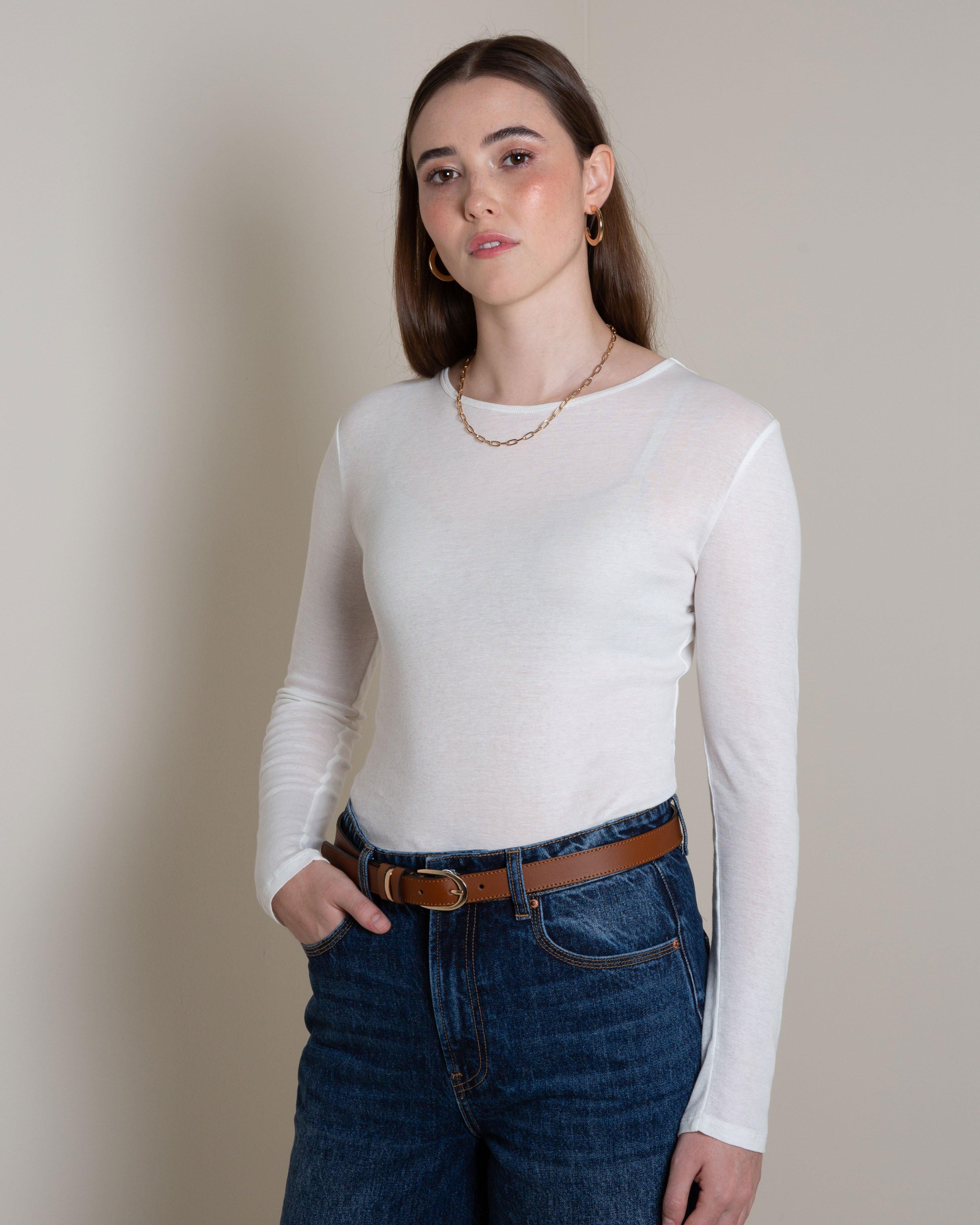 Felix Long Sleeve Knit Top -  White