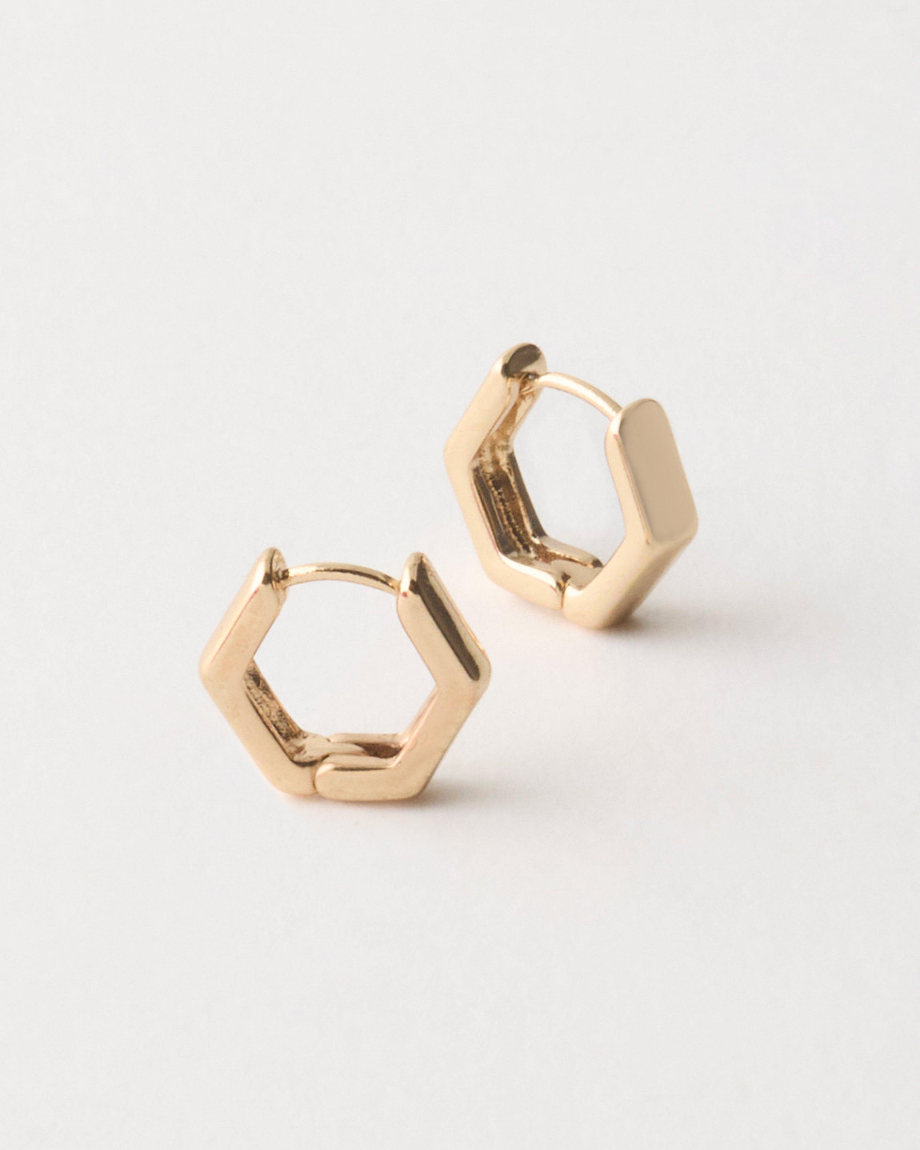 Women's Small Hexagon Hoop -  Gold