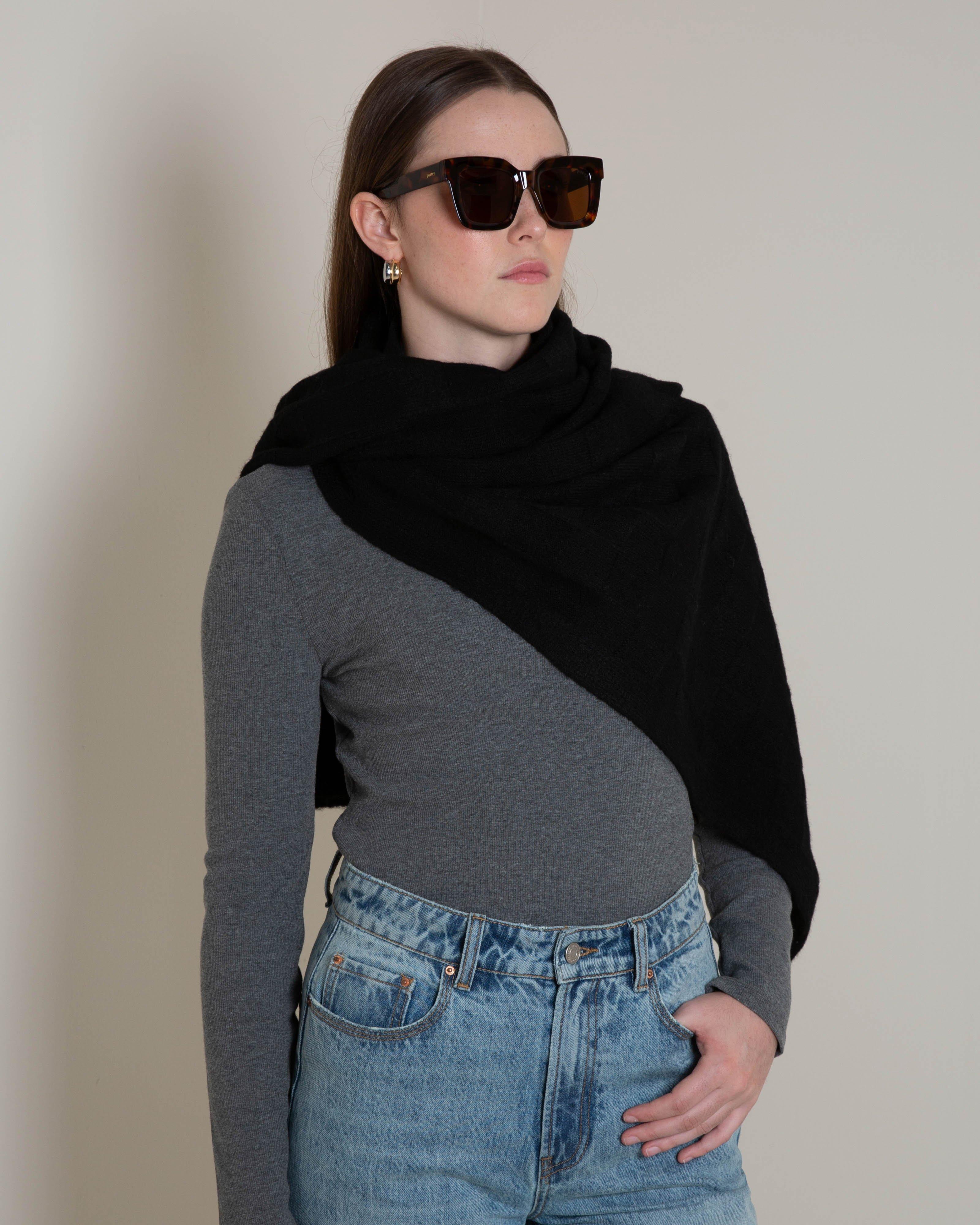 Tatum Textured Geometric Scarf -  Black