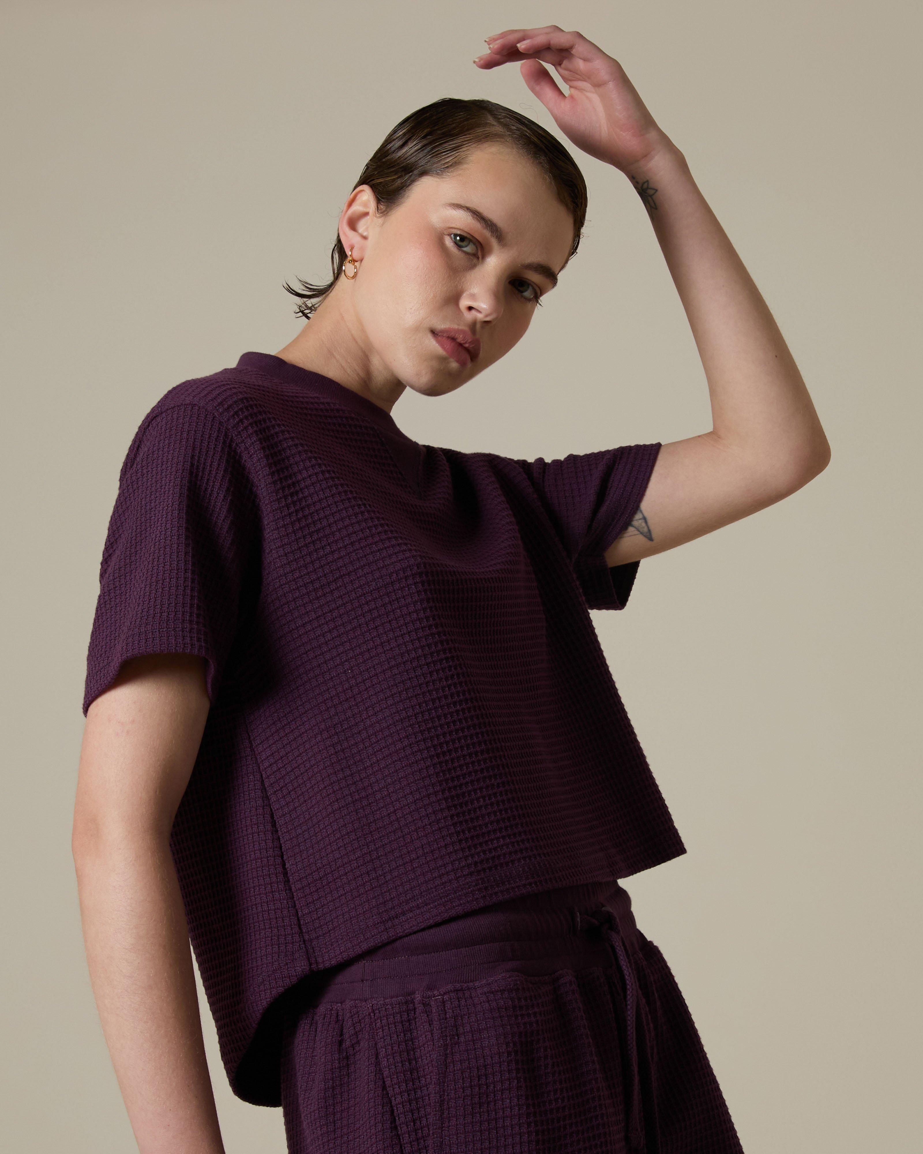 MMXXI Women's Honey Waffle Boxy T-Shirt -  Purple