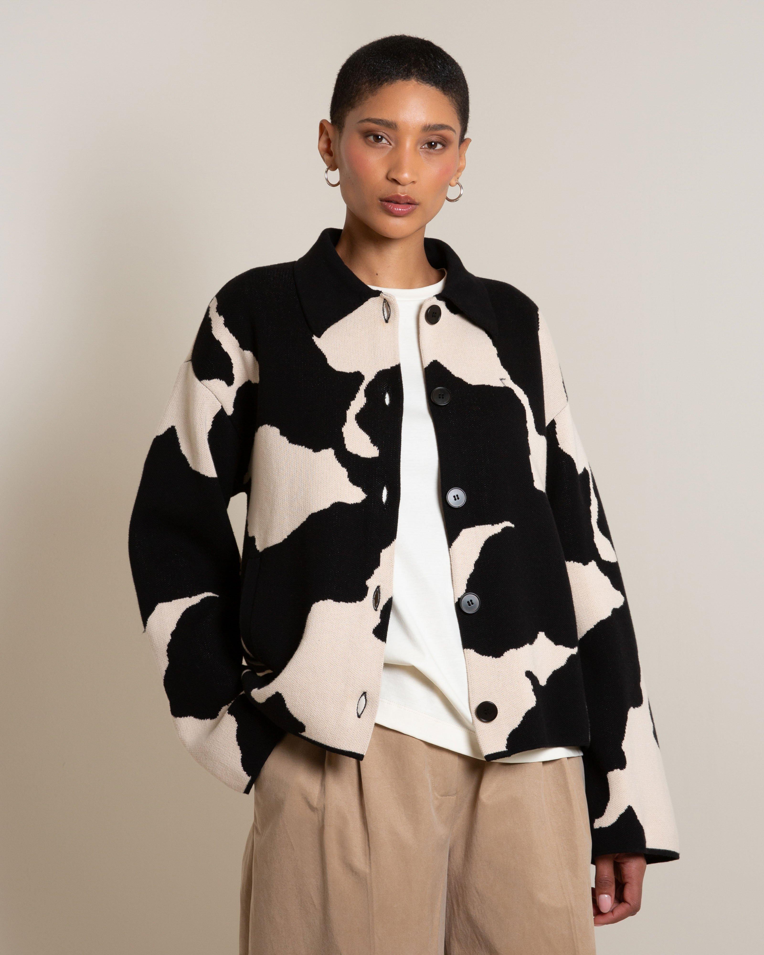 Izzy Intarsia Knitwear Jacket -  Milk