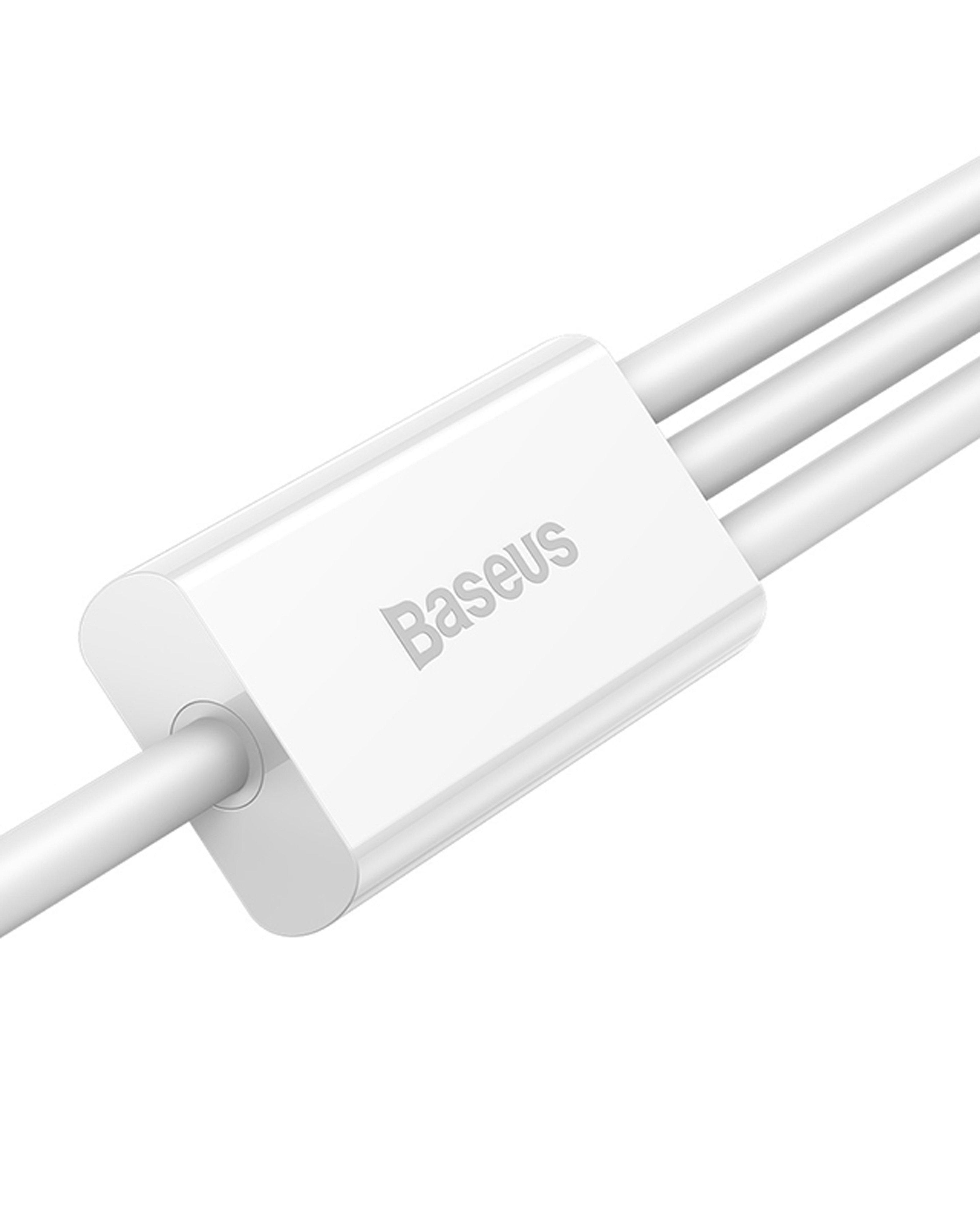 Baseus 3-in-1 Superior Series 1.5m Cable (USB to Micro USB, Type-C & iPhone) -  White
