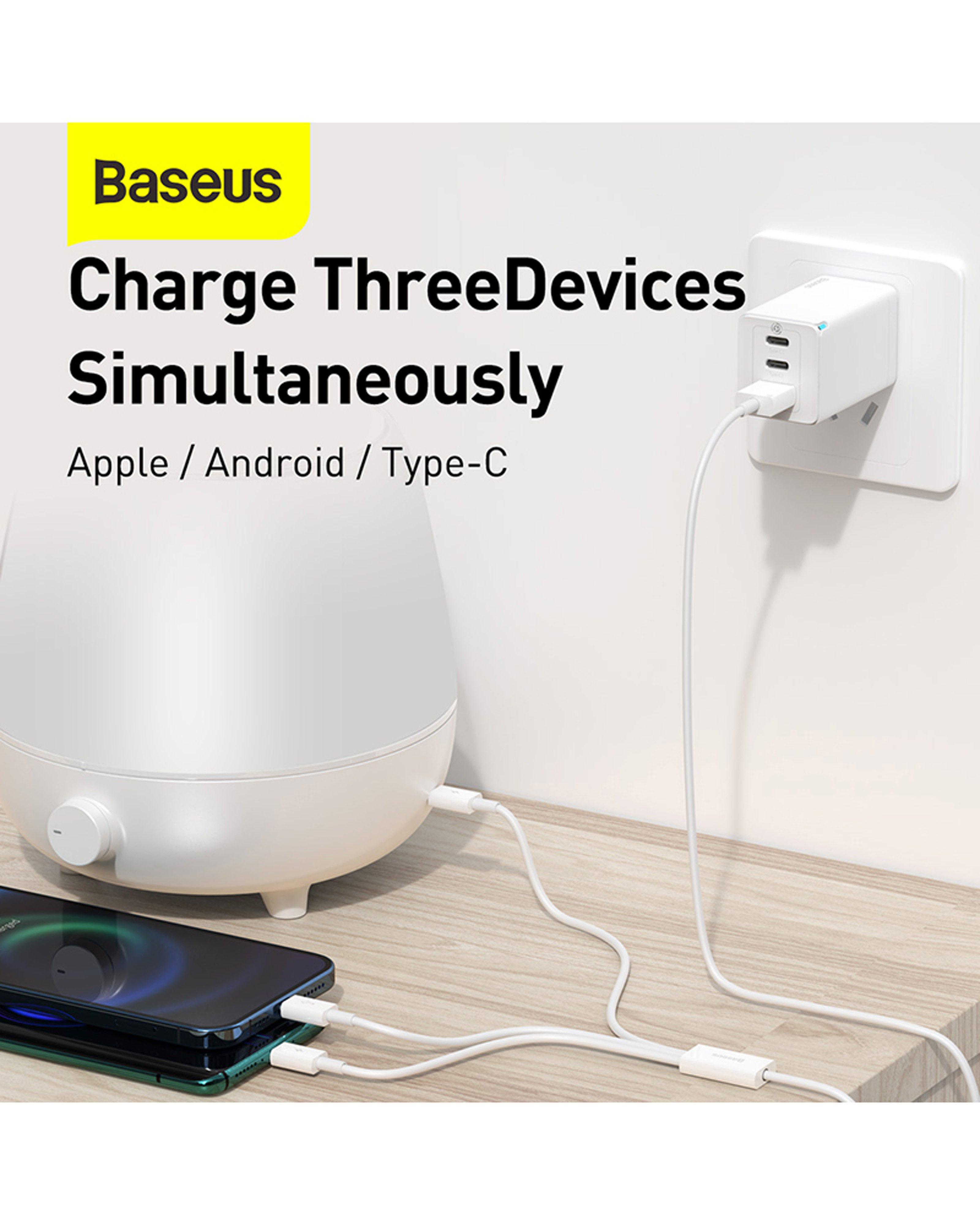 Baseus 3-in-1 Superior Series 1.5m Cable (USB to Micro USB, Type-C & iPhone) -  White
