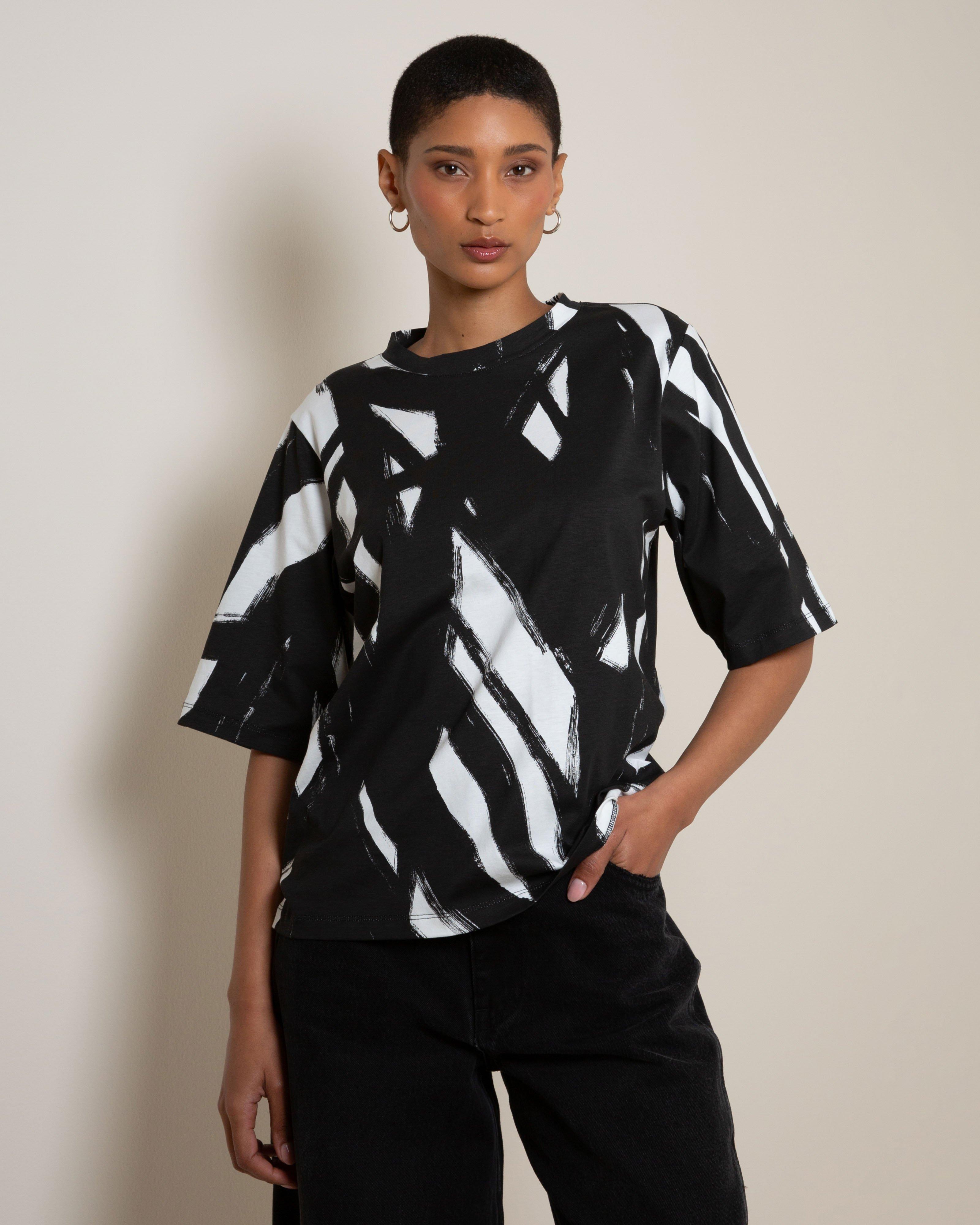 Devin Printed Tee -  Black