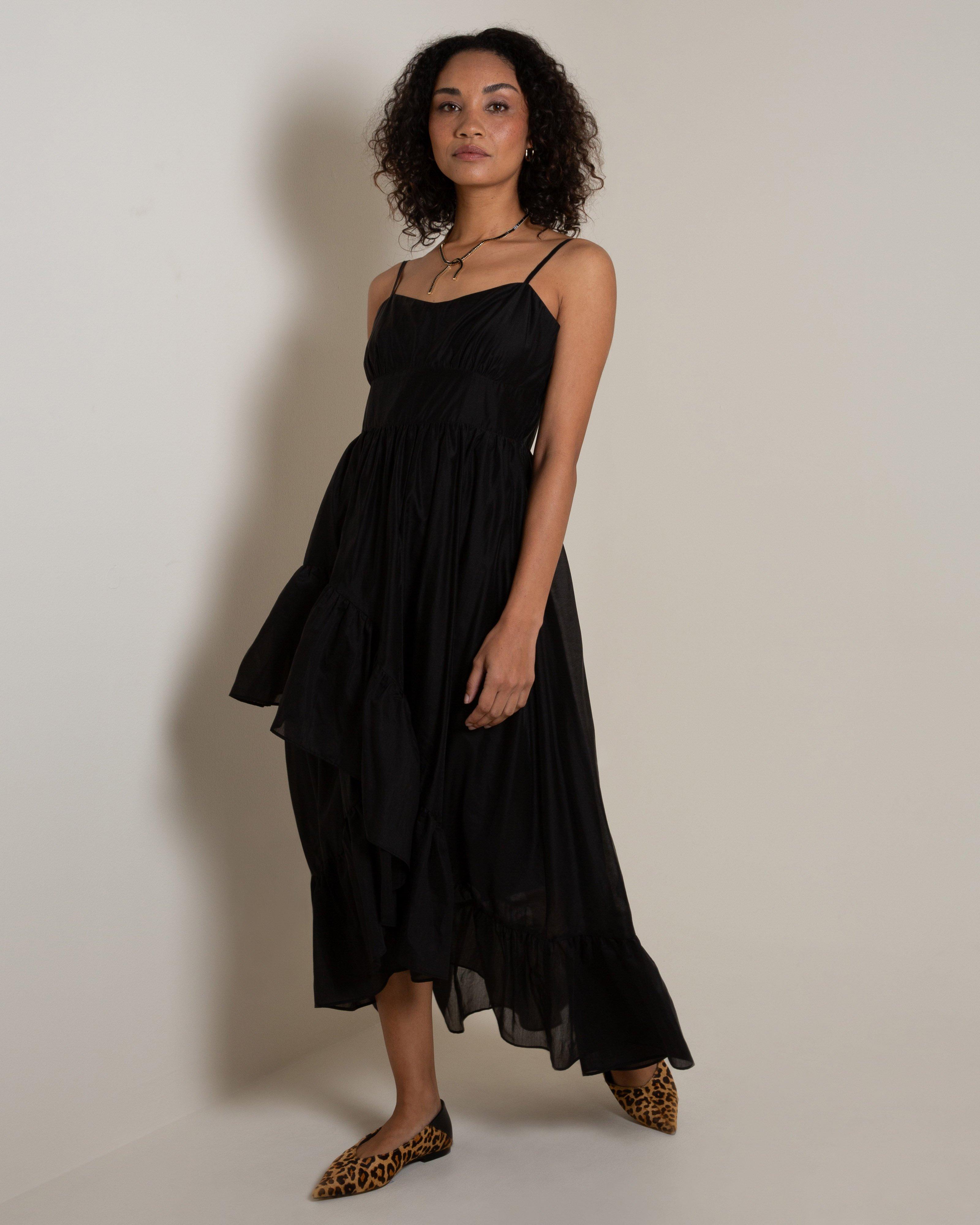 Fabia Ruffle Dress -  Black