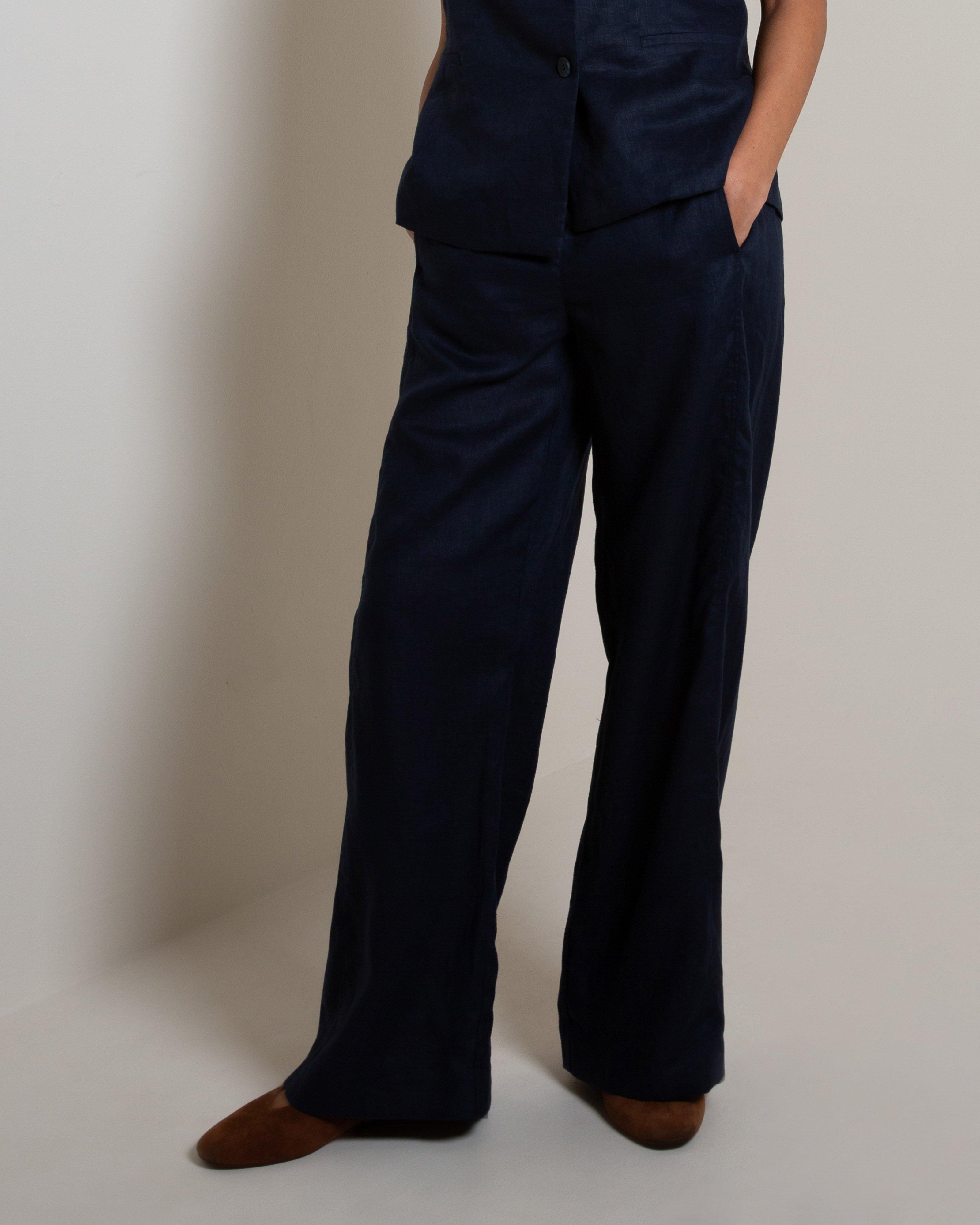 Mirabelle Linen Pant -  Navy