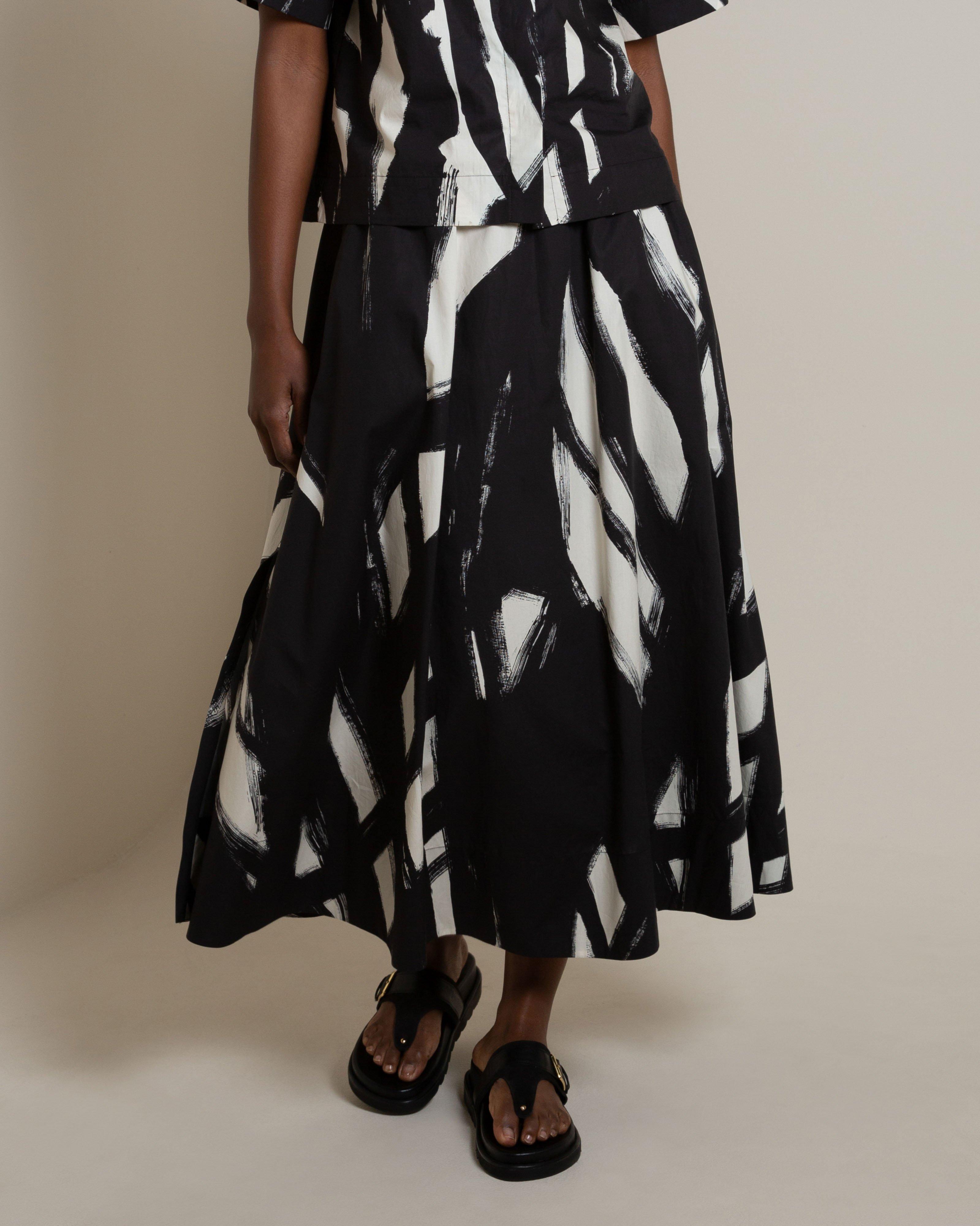 Wade Printed Skirt -  Black
