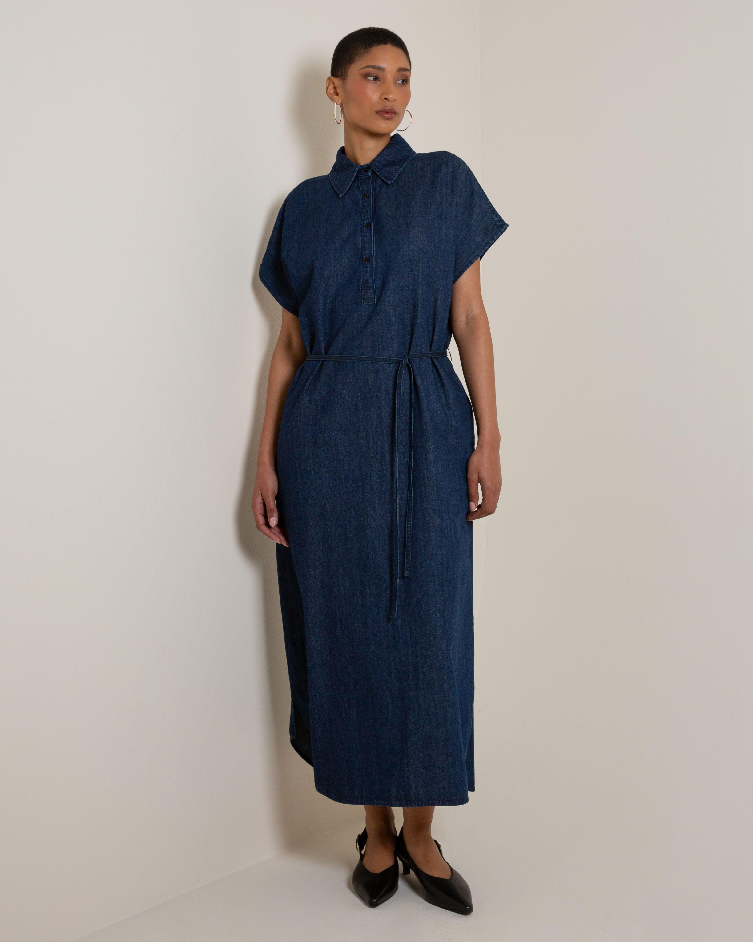 Astra Denim Shirt Dress -  Blue