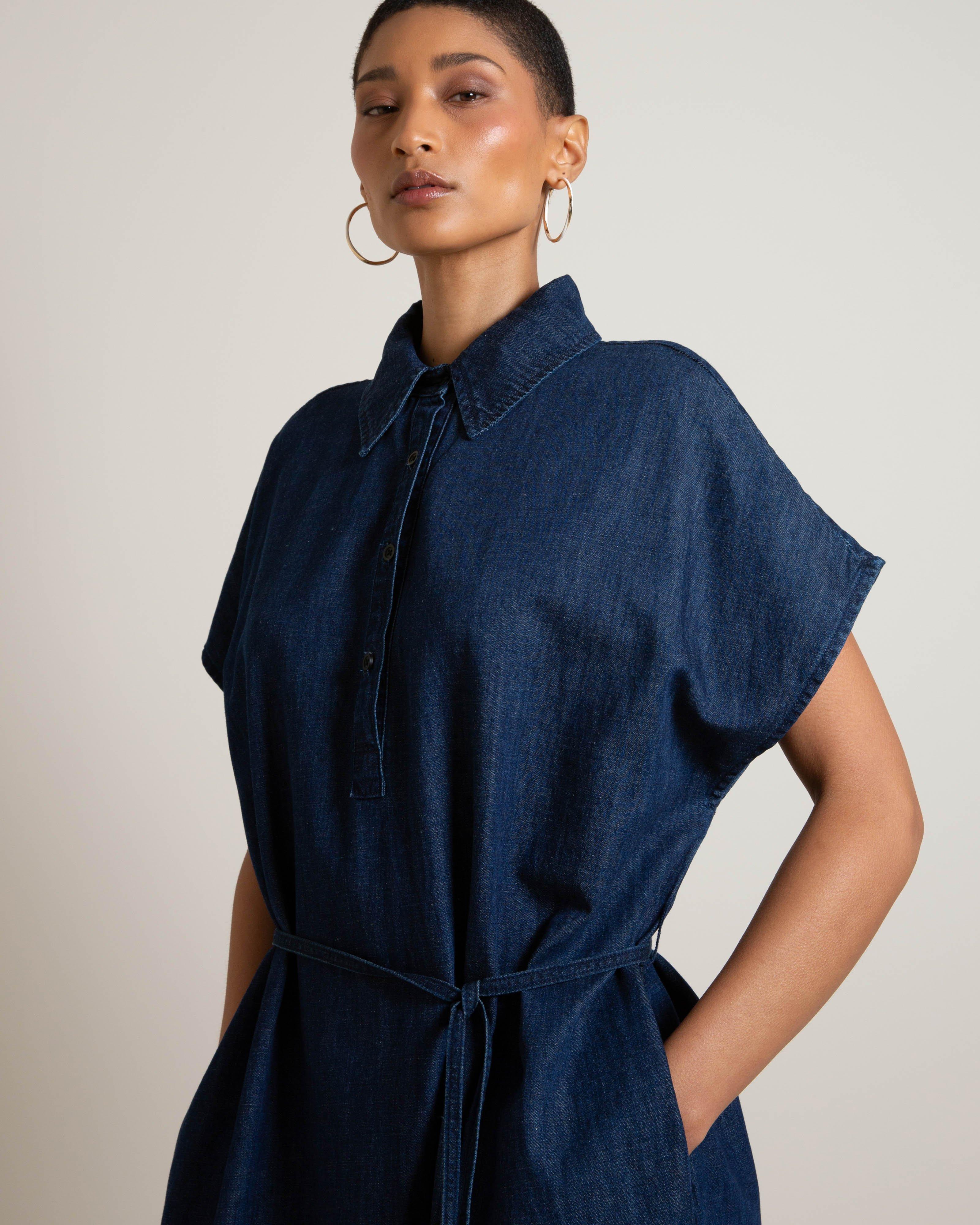 denim shirt dress south africa Denim & Ankara Shirt Dress: African Print Cotton, Summer Fashion
