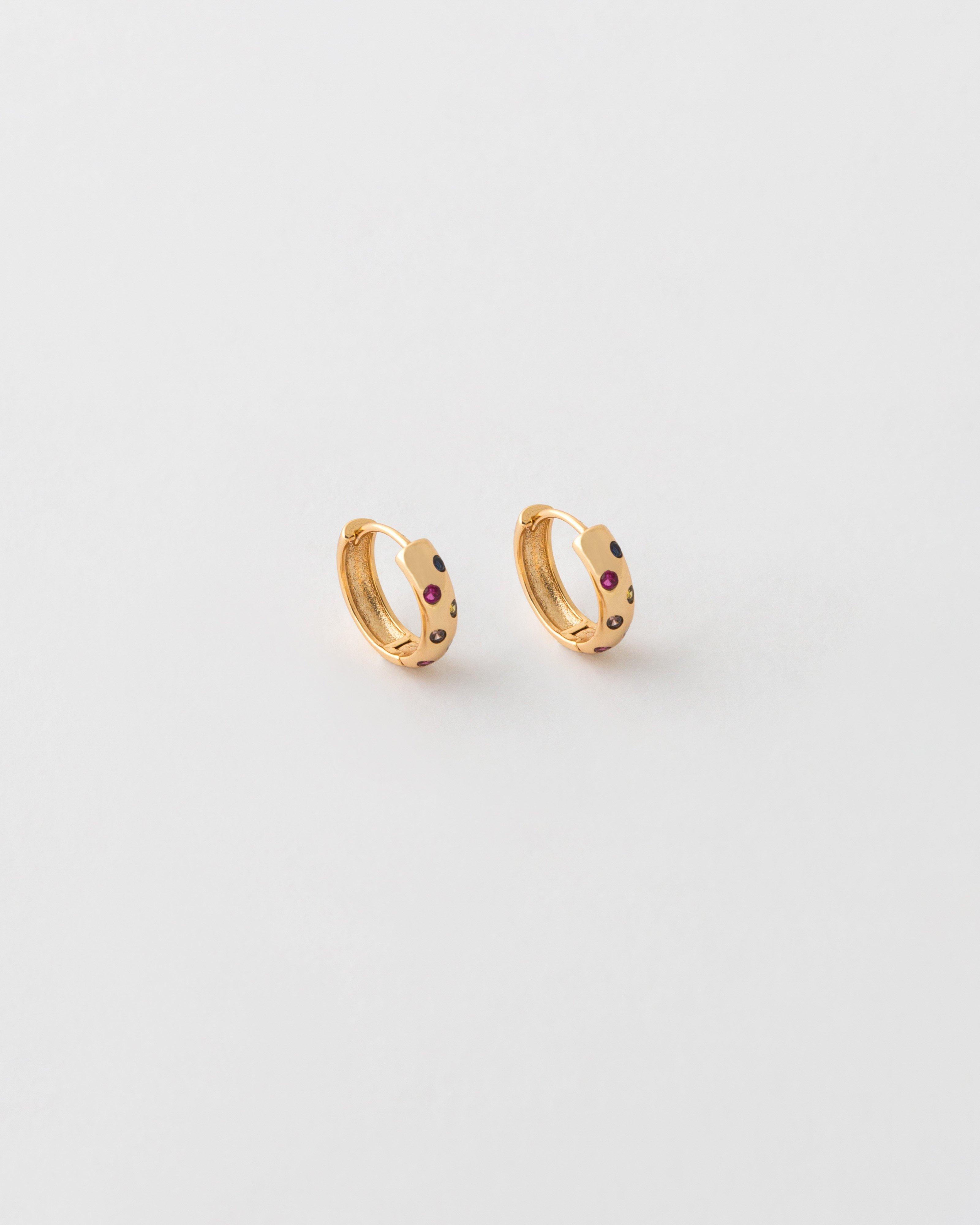 Sterling Silver Set in Stone Huggie Earrings -  Silver