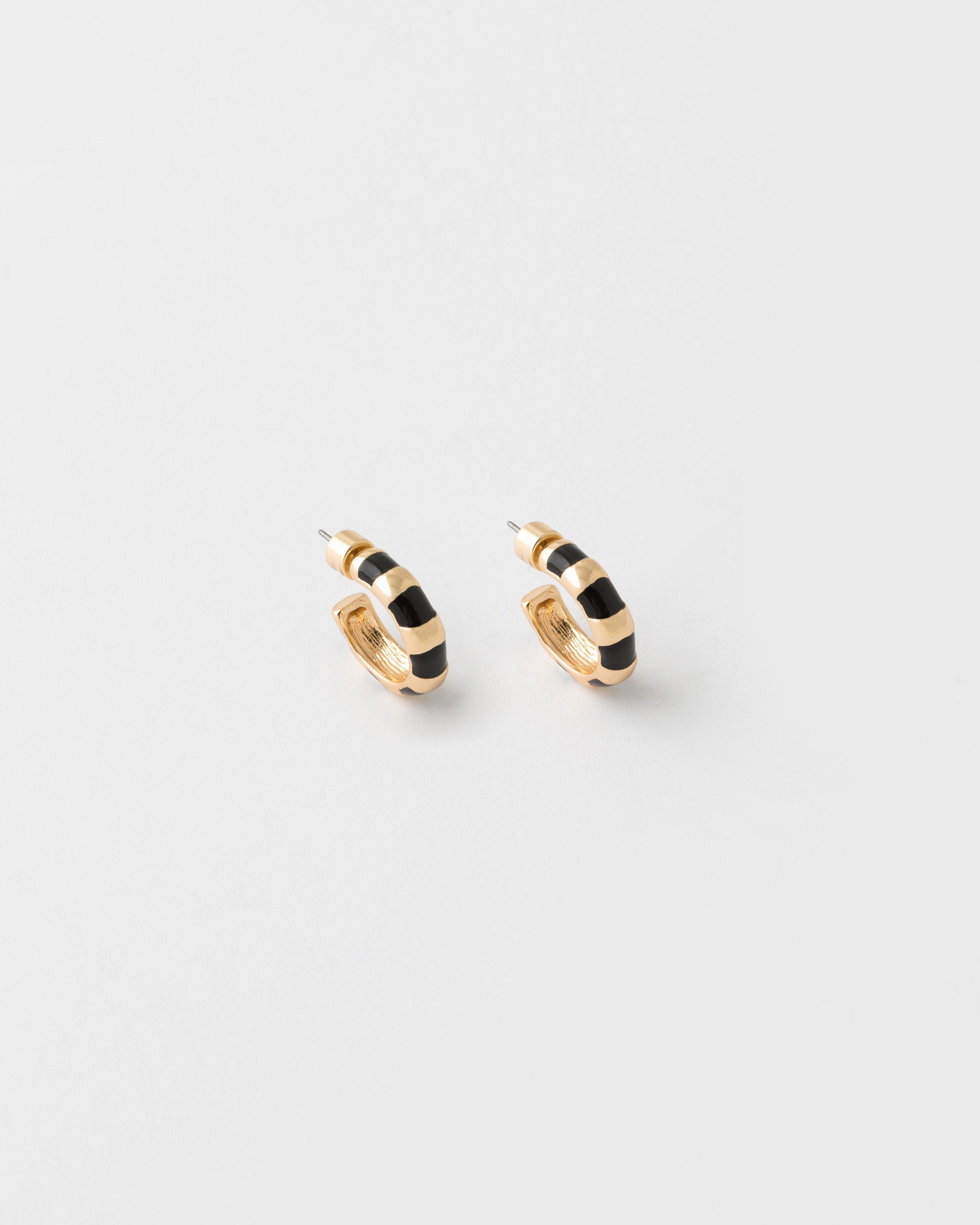 Resin Inset Hoop Earrings -  Black