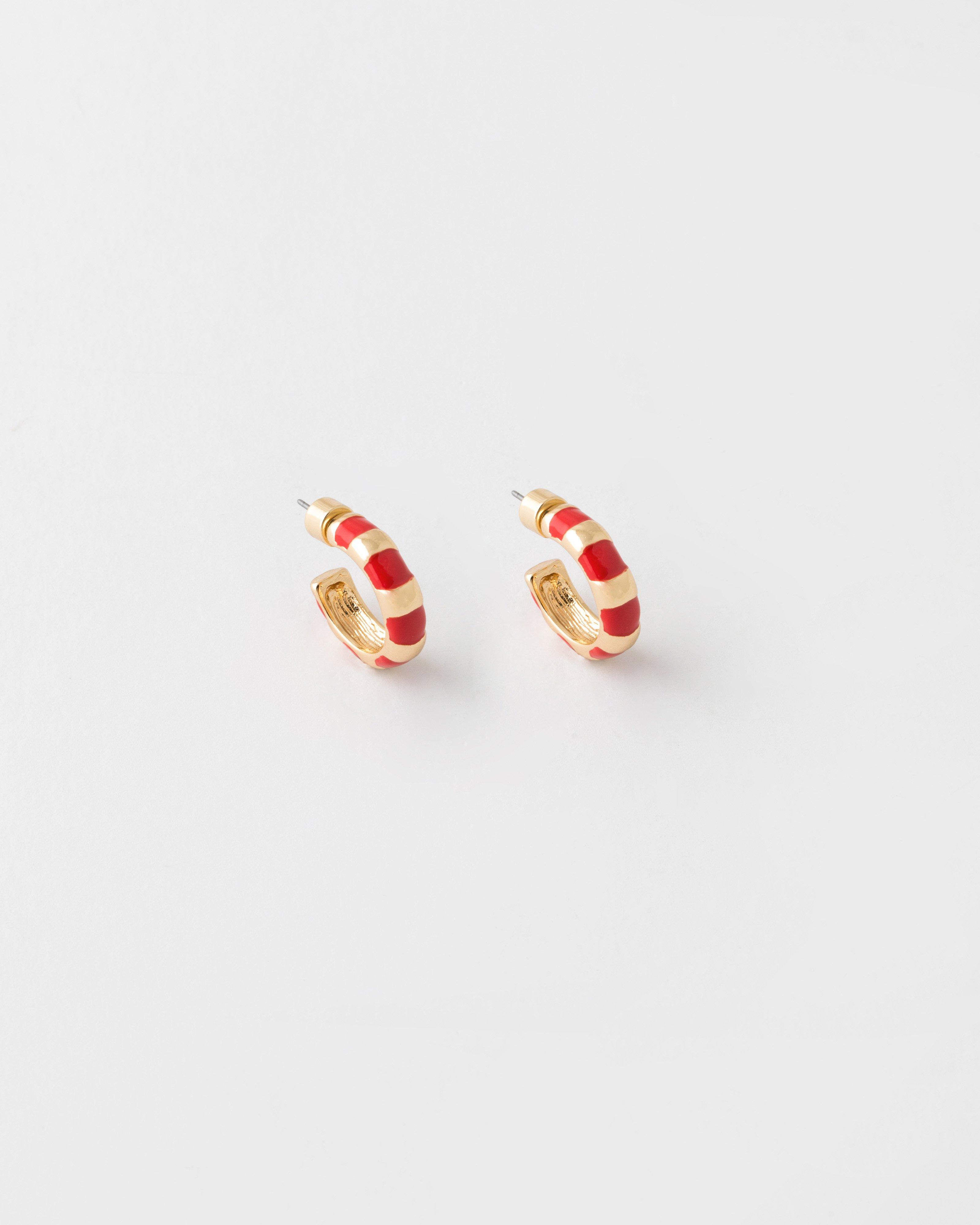 Resin Inset Hoop Earrings -  Burgundy