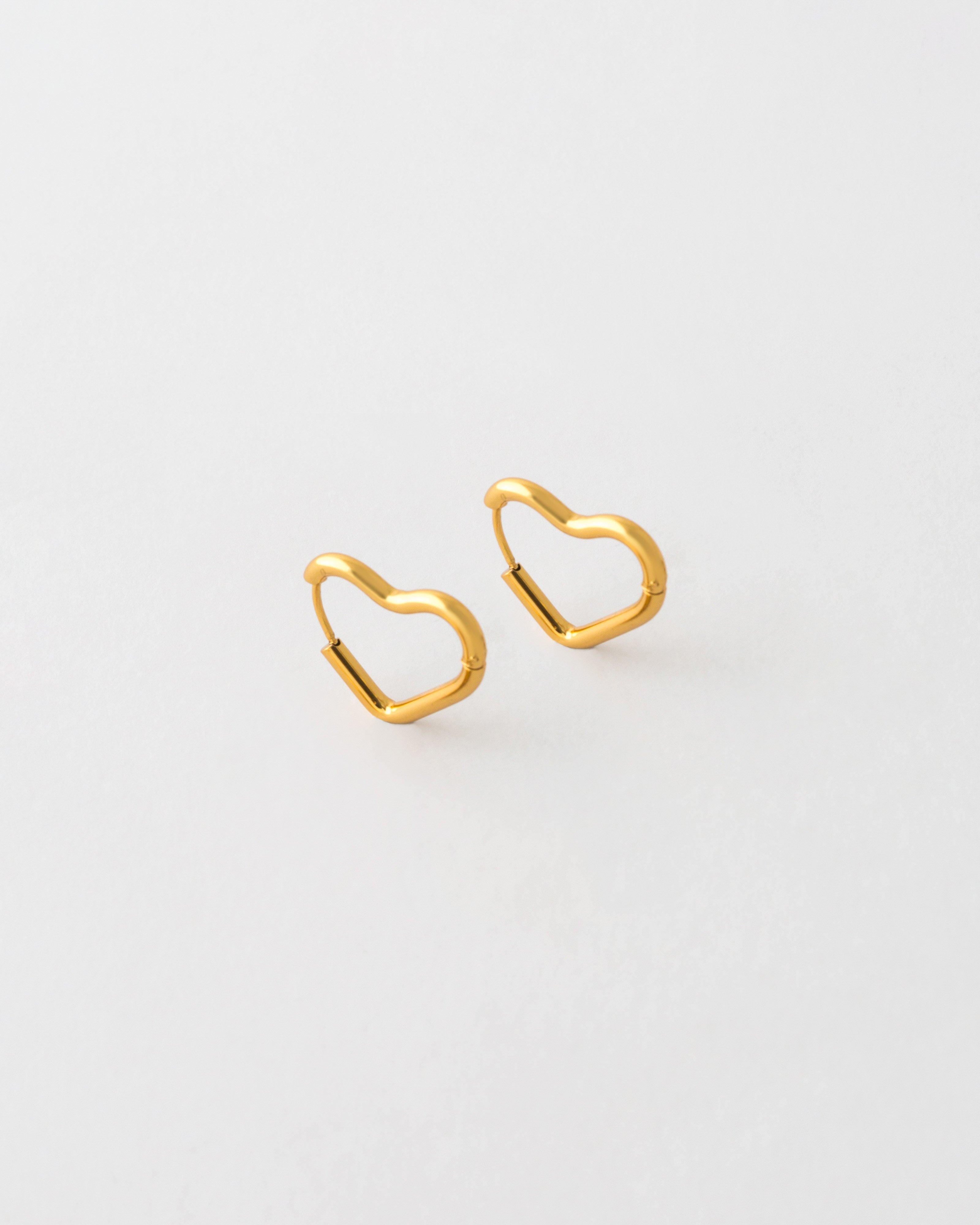 Stainless Steel Heart Shape Hoop Earrings -  Gold