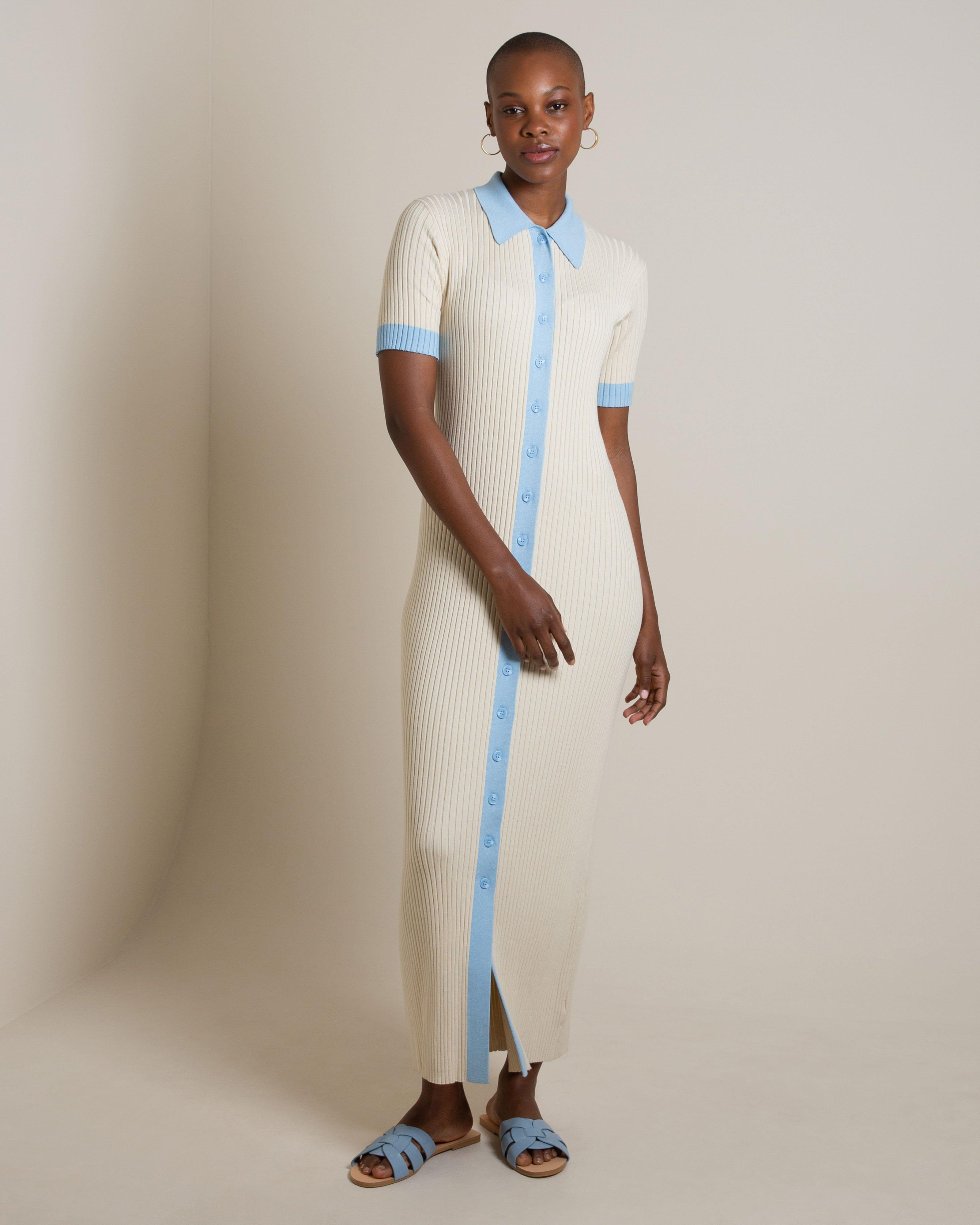 Azaria Two-Tone Knit Dress -  Stone