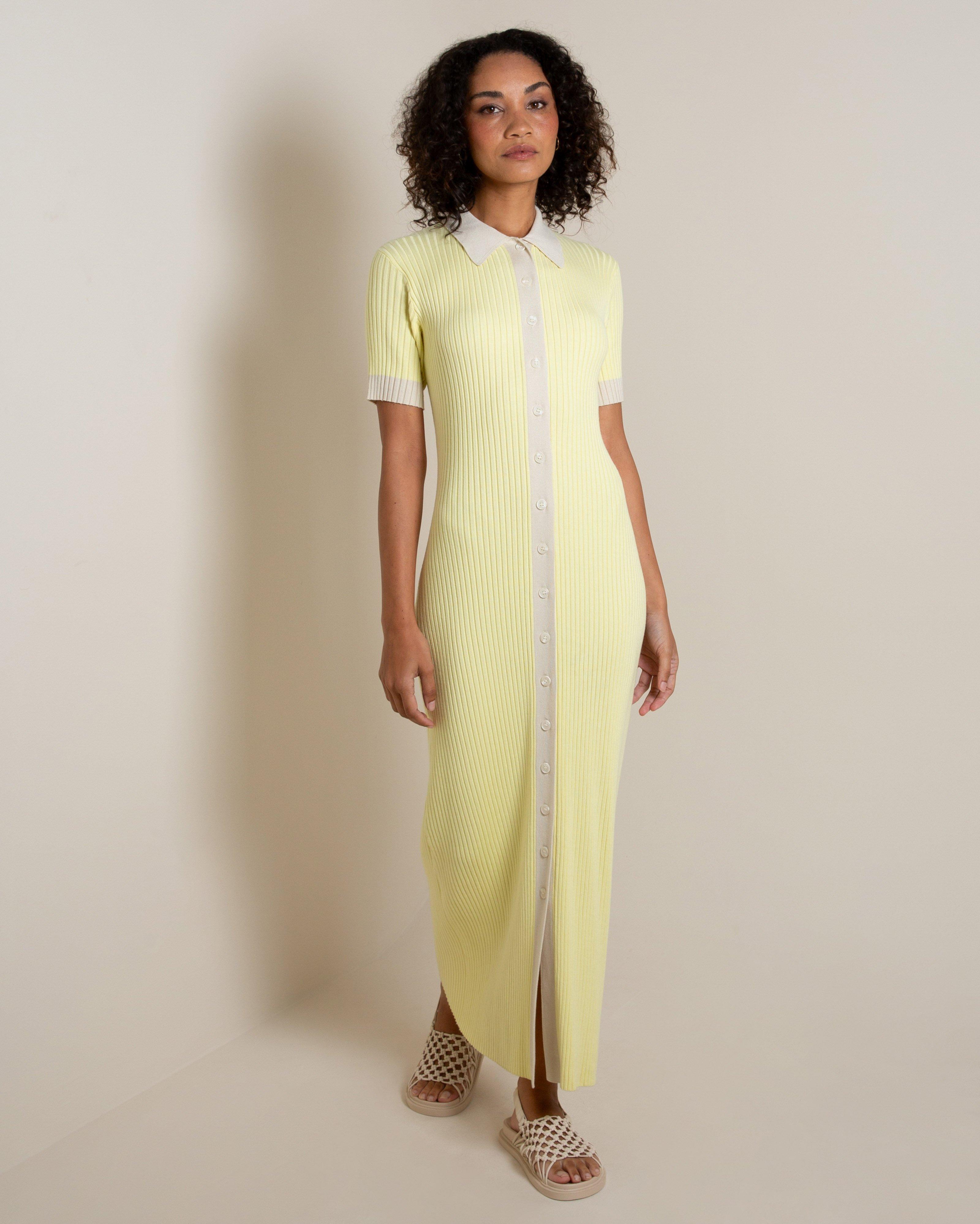 Azaria Two-Tone Knit Dress -  Yellow