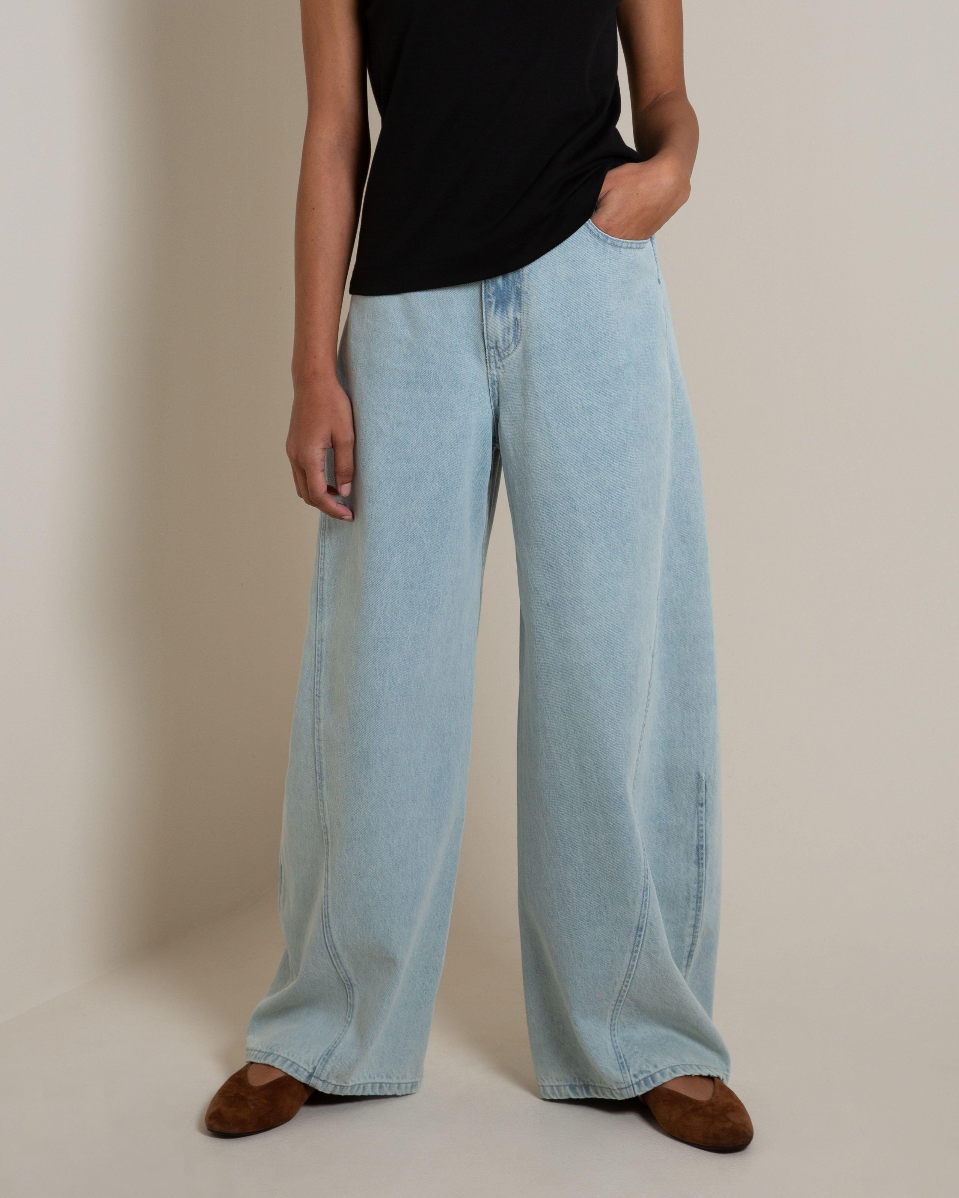 Robin Light Blue Twisted Seam Wide Leg Denims -  Light Blue