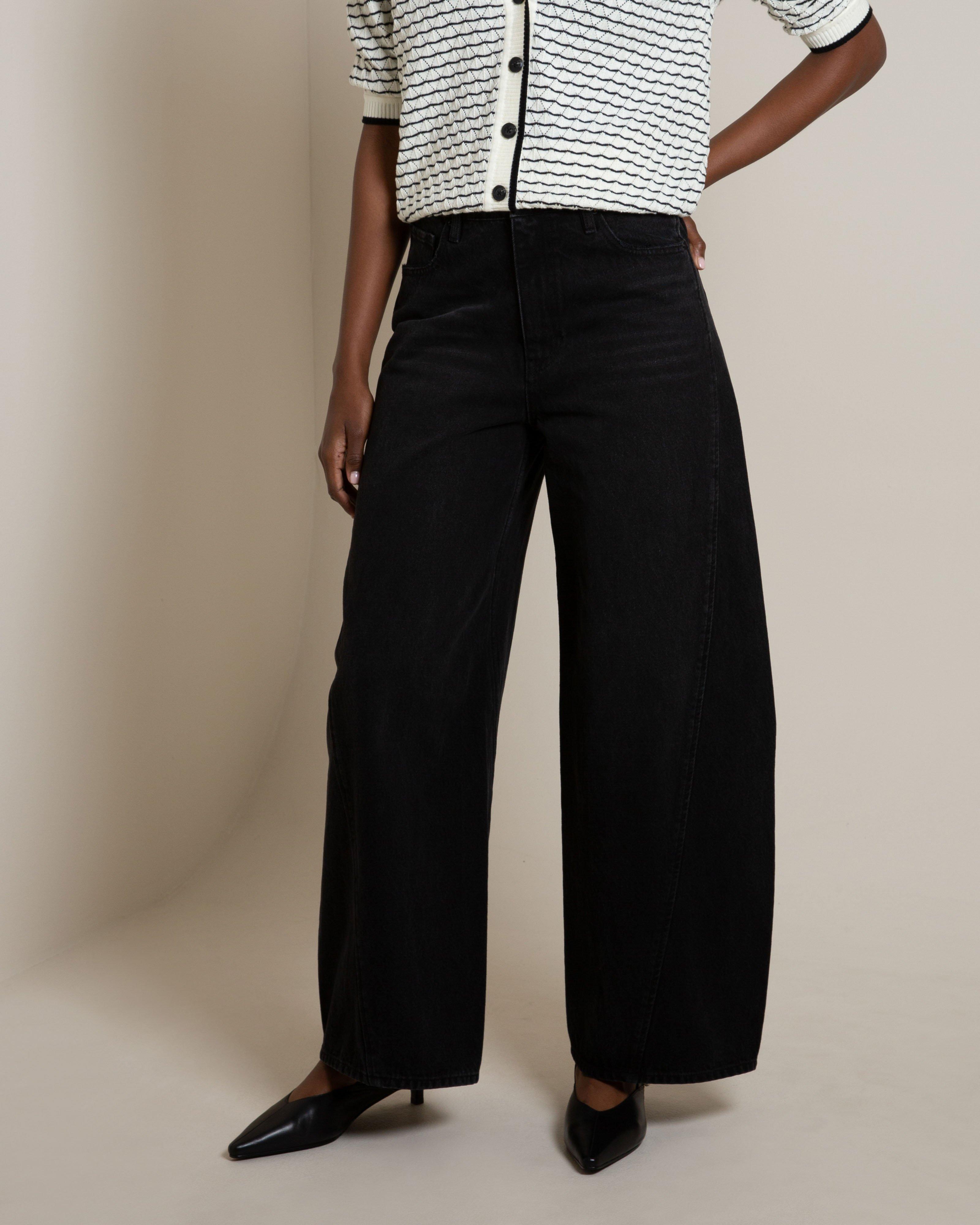 Robin Charcoal Twisted Seam Wide Leg Denims -  Charcoal