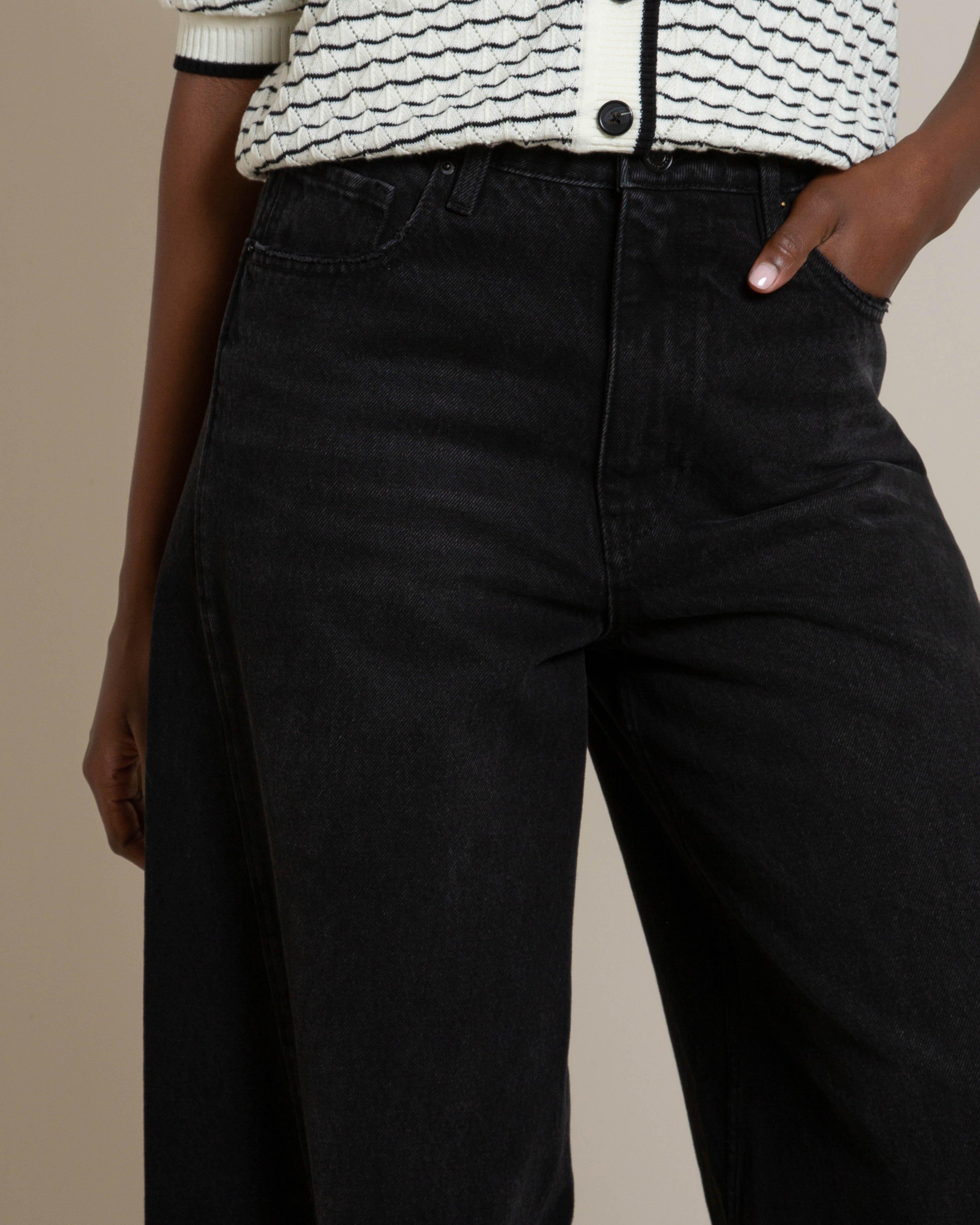 Robin Charcoal Twisted Seam Wide Leg Denims - Poetry Clothing Store